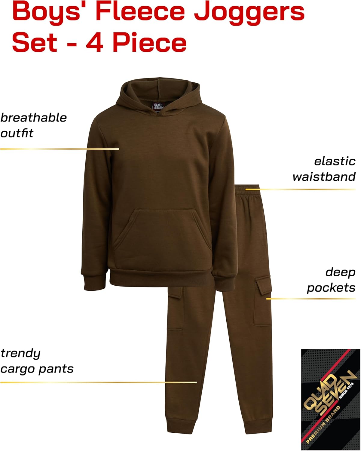 Quad Seven Boys 4-Piece Fleece Jogger Set