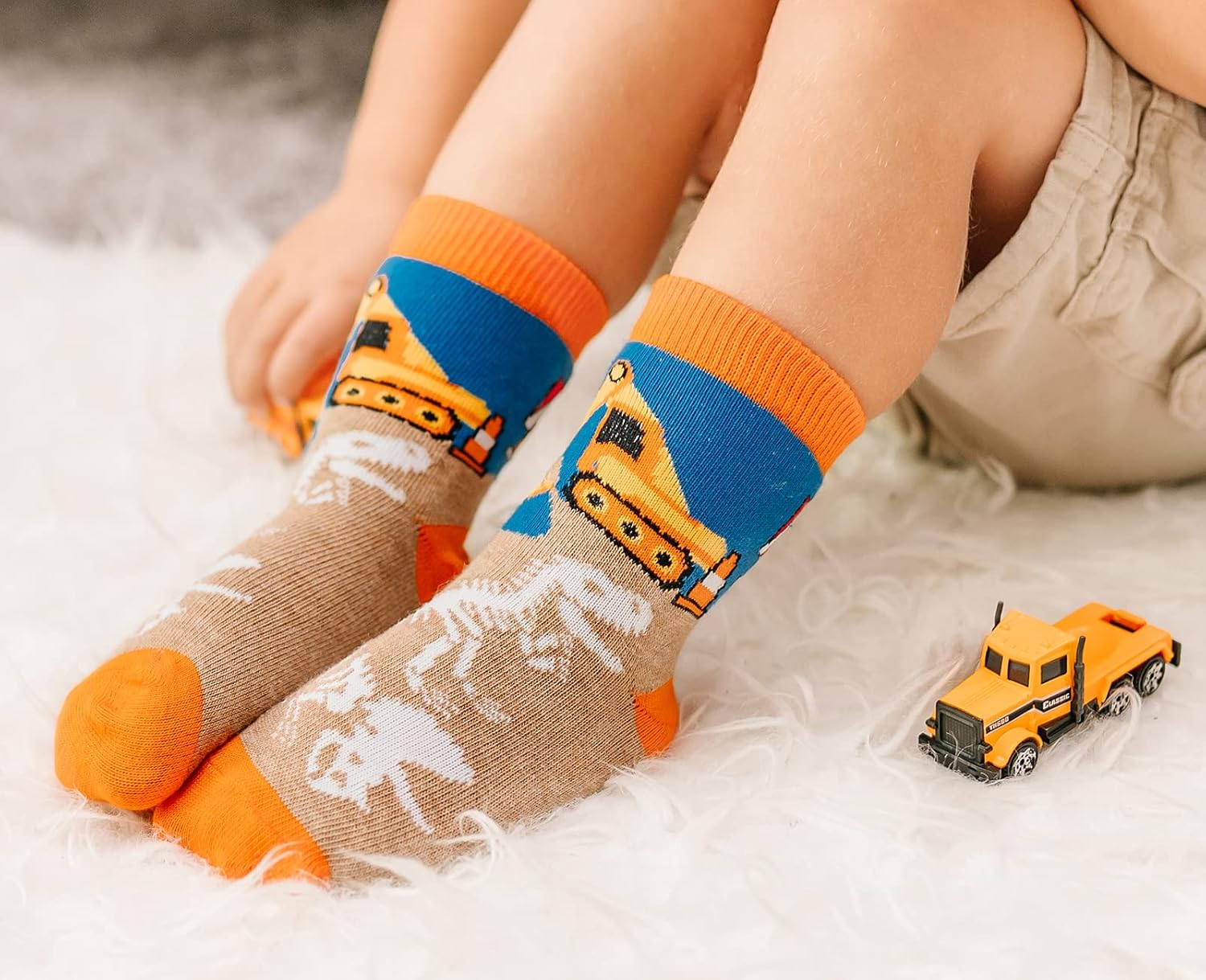 Jefferies Socks Boys Dinosaur Construction Crew Socks 6-Pack