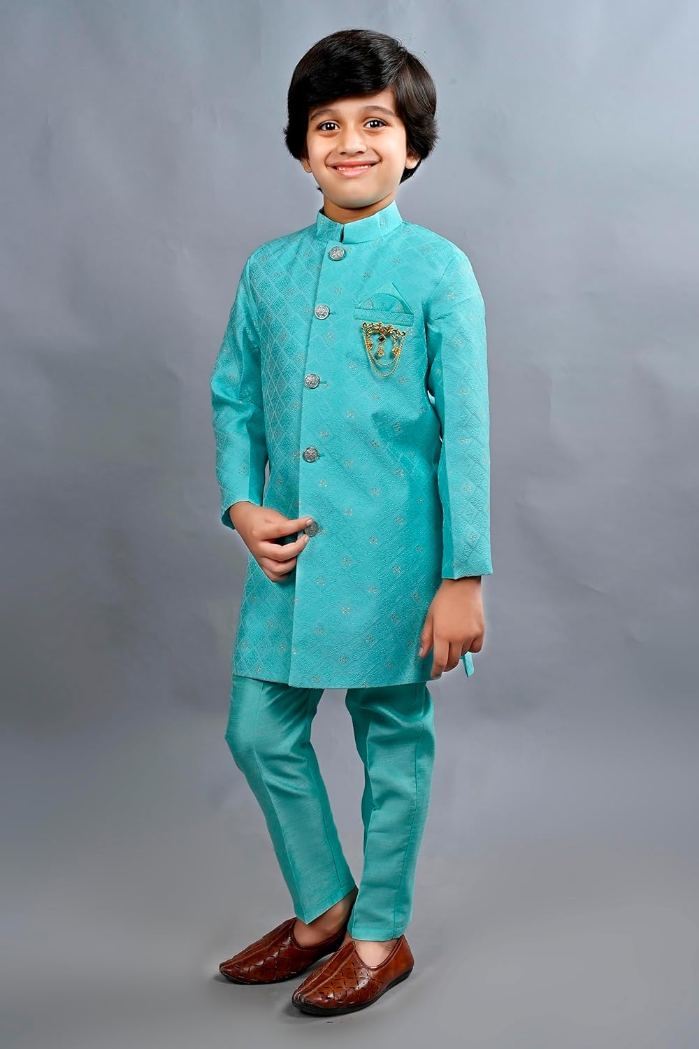 Perfect for Boys Luxurious Silk Blend Set Ethnic Modern Style