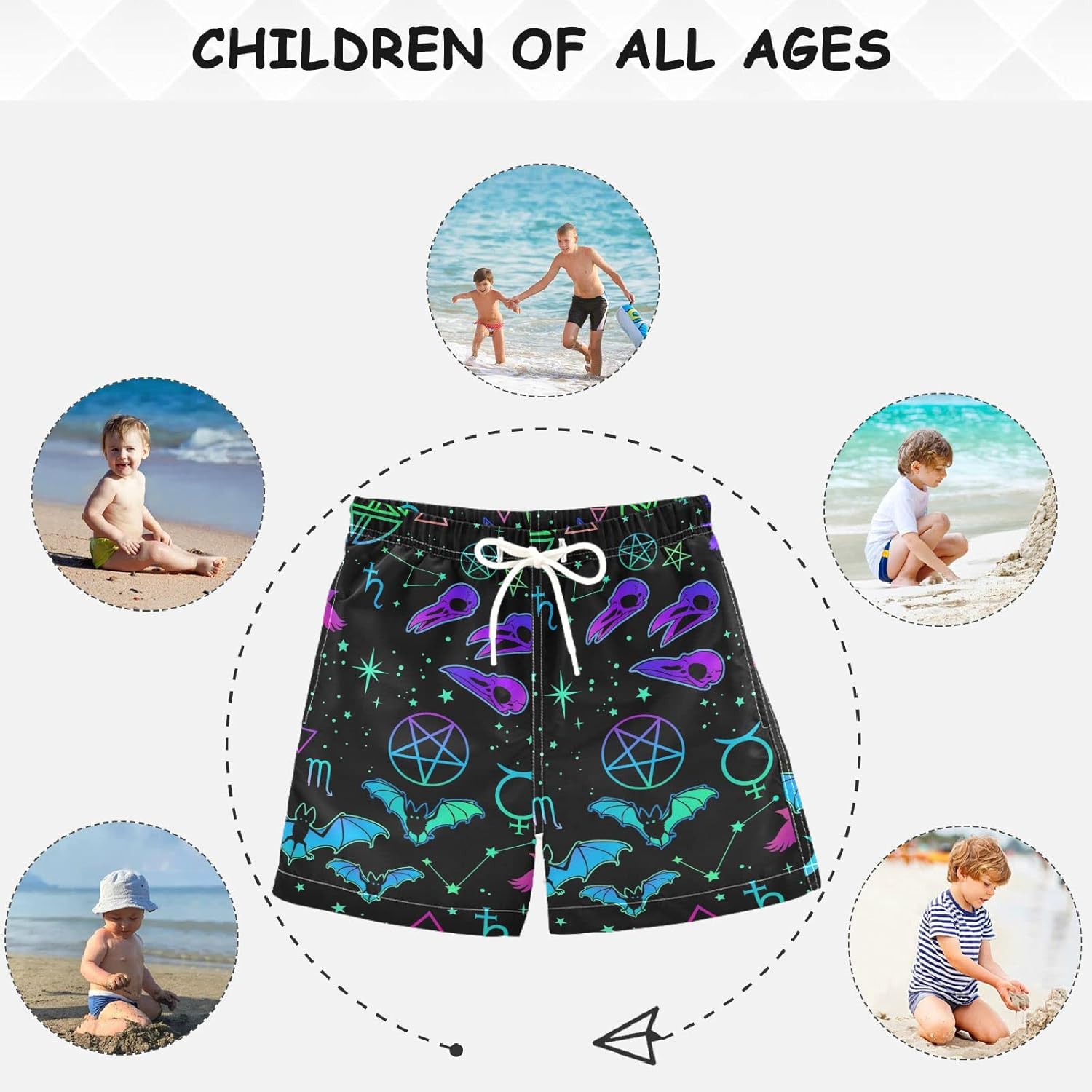 Boys Swim Trunks Quick-Dry Board Shorts with Lots of Cool Patterns
