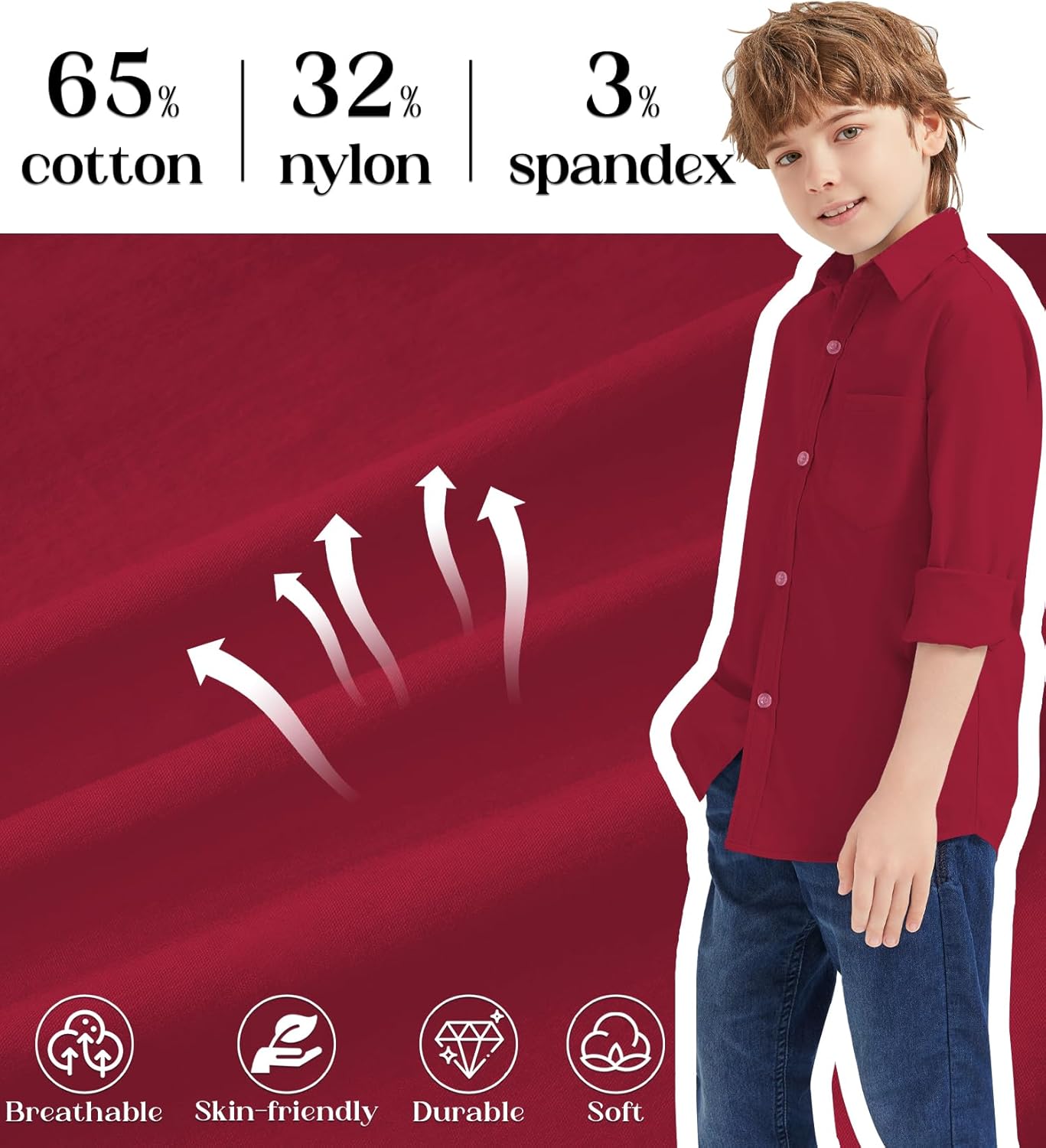 Comfortable 9 Months-16Y Button Down Dress Shirt for Kids