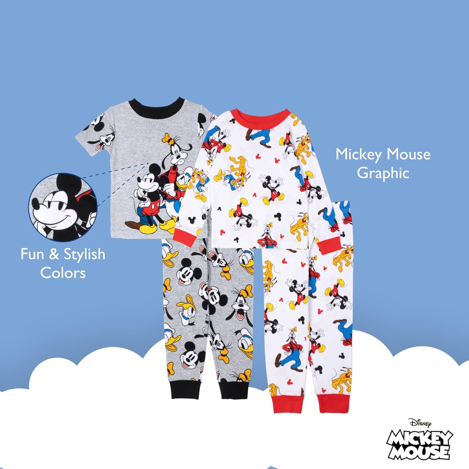 Disney Boys Snug-fit Cotton Pajama Set Soft Cute for Kids