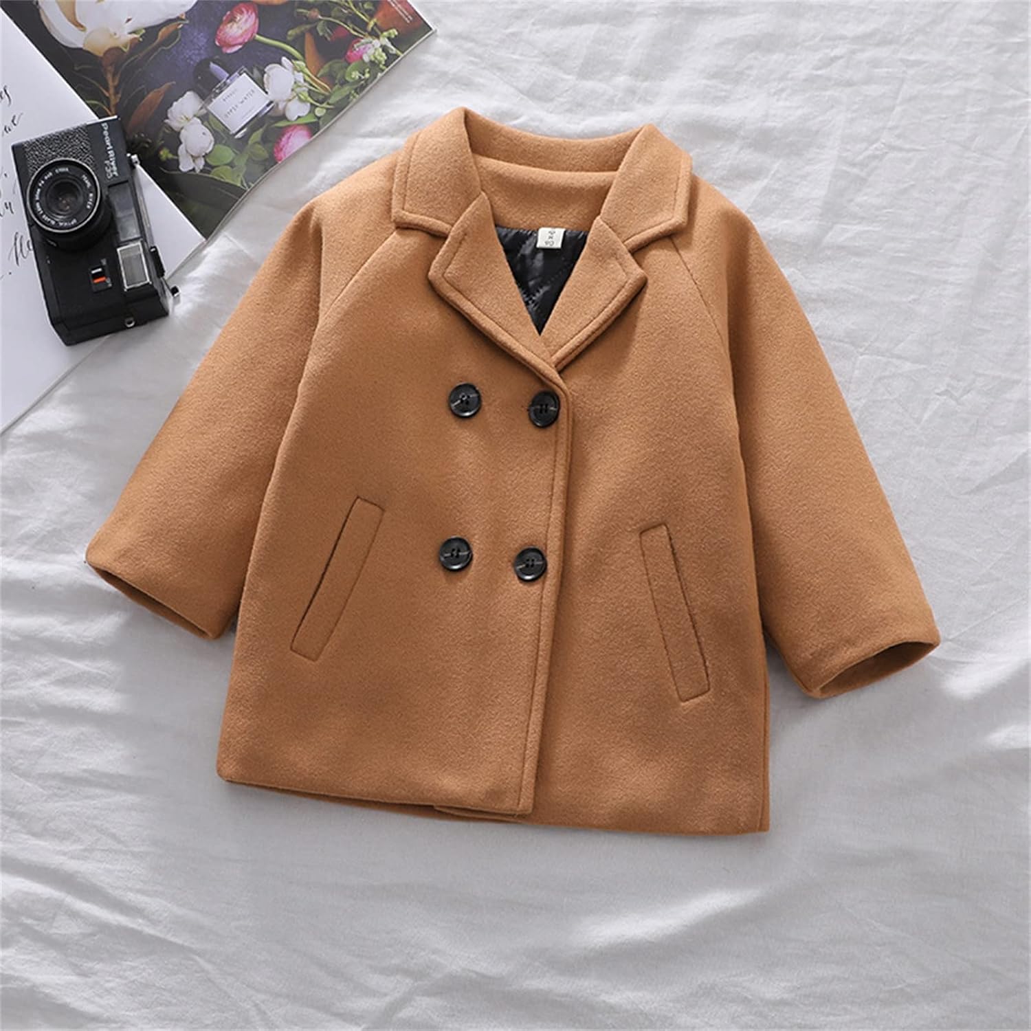 Elegant Plaid Collar Quilted Jacket for Kids