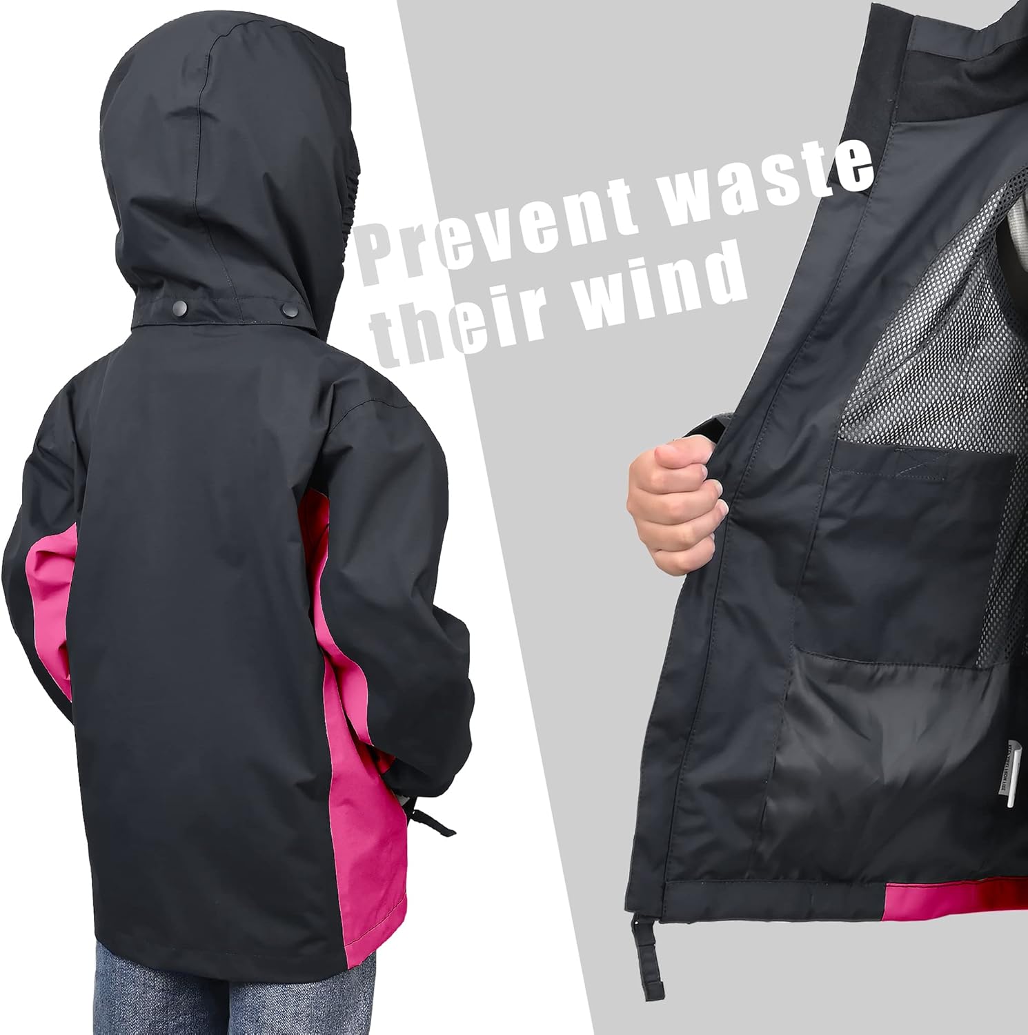 Boys Girls Rain Jacket Waterproof Windproof