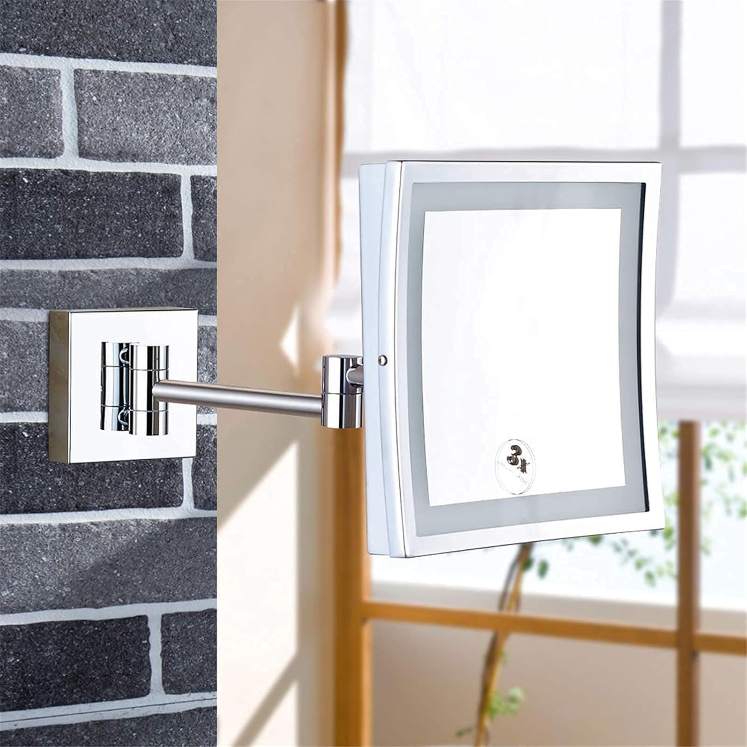 DEIHGE 8-inch LED Magnifying Mirror Wall-Mounted 360 Rotation Shaving Makeup
