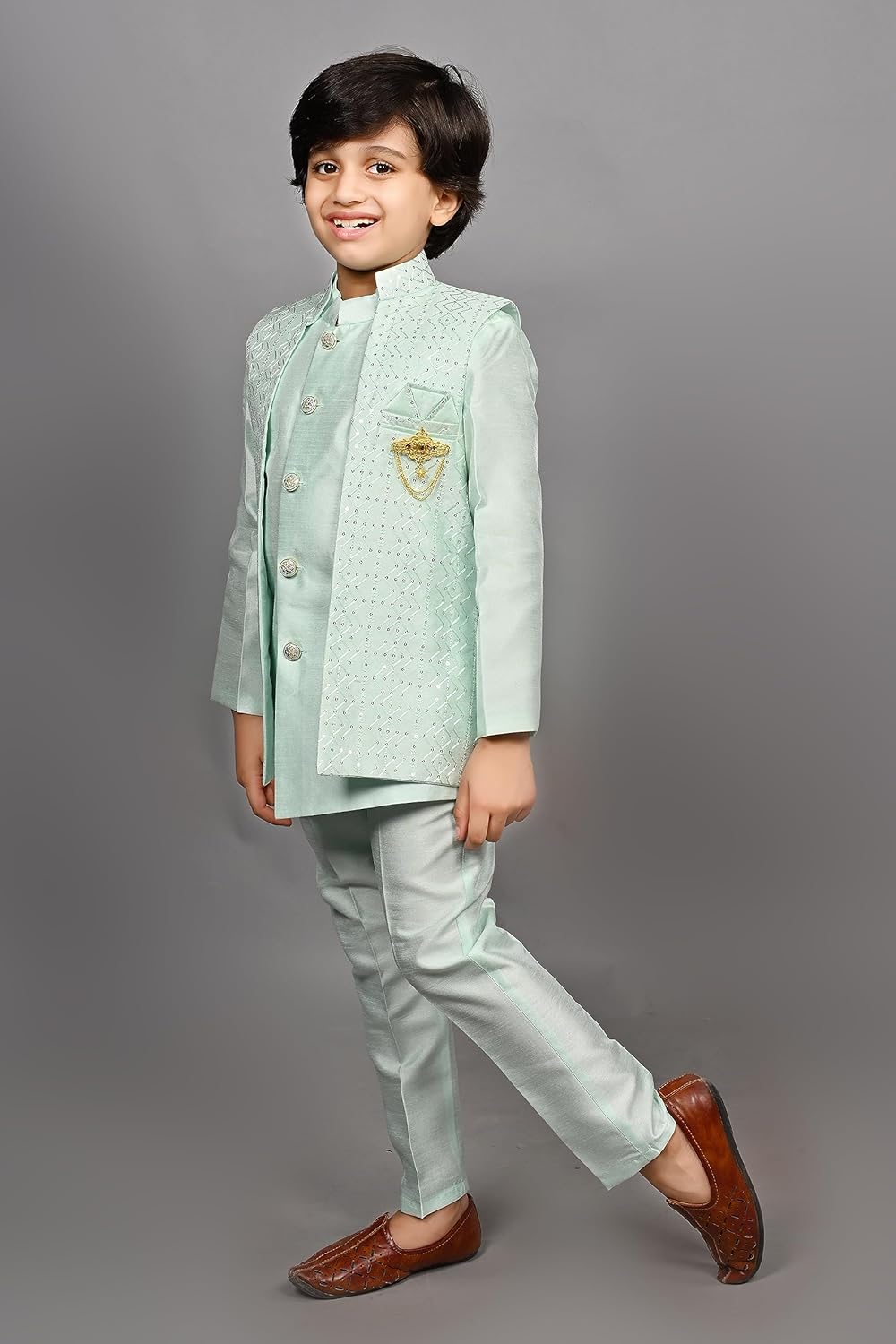 AHHAAAA Kids Bohemian Kurta Set - Ethnic Silk Blend Traditional wear for Boys