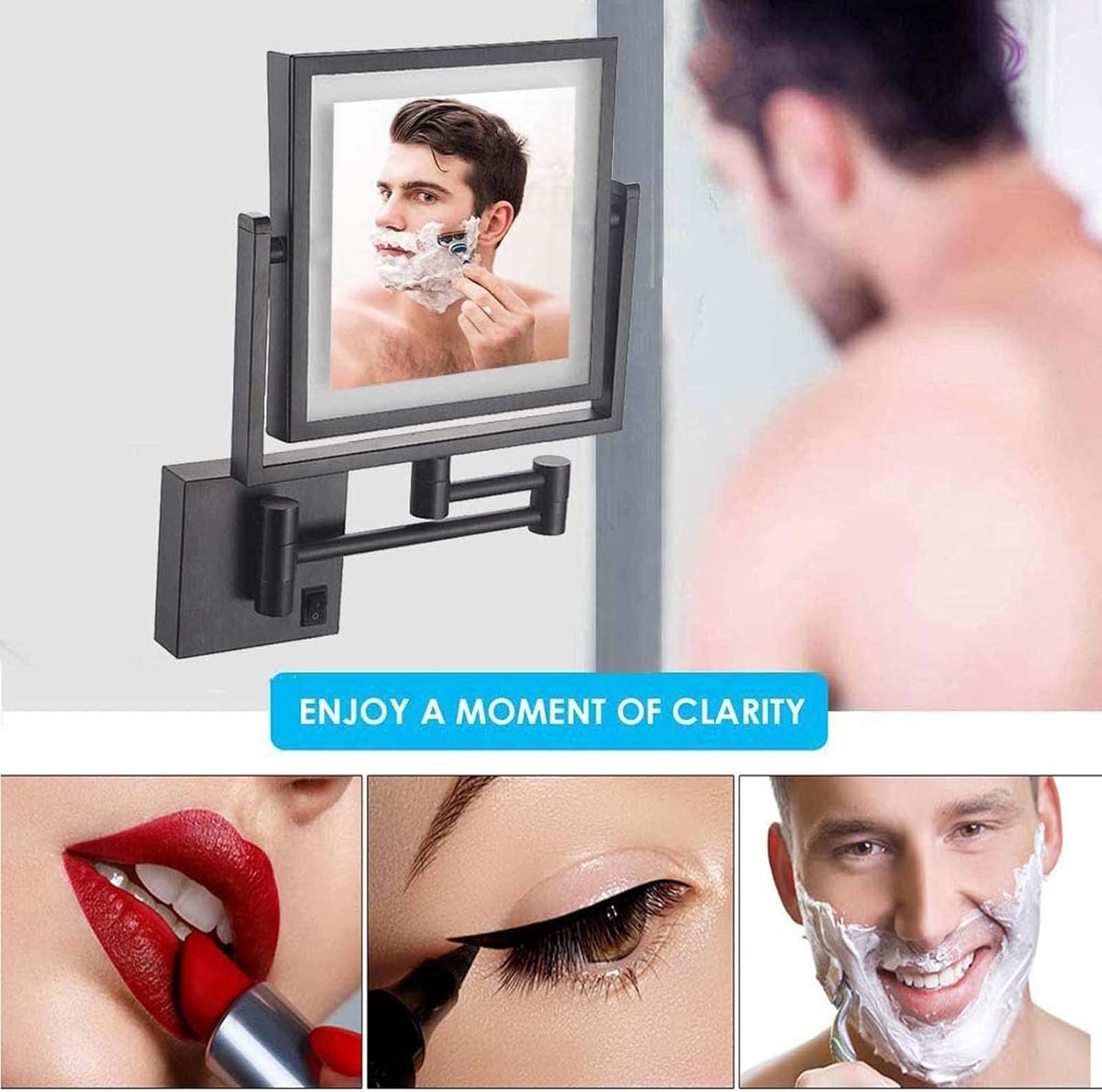 8 Inch LED Wall Mounted Makeup Mirror with 3X Magnification