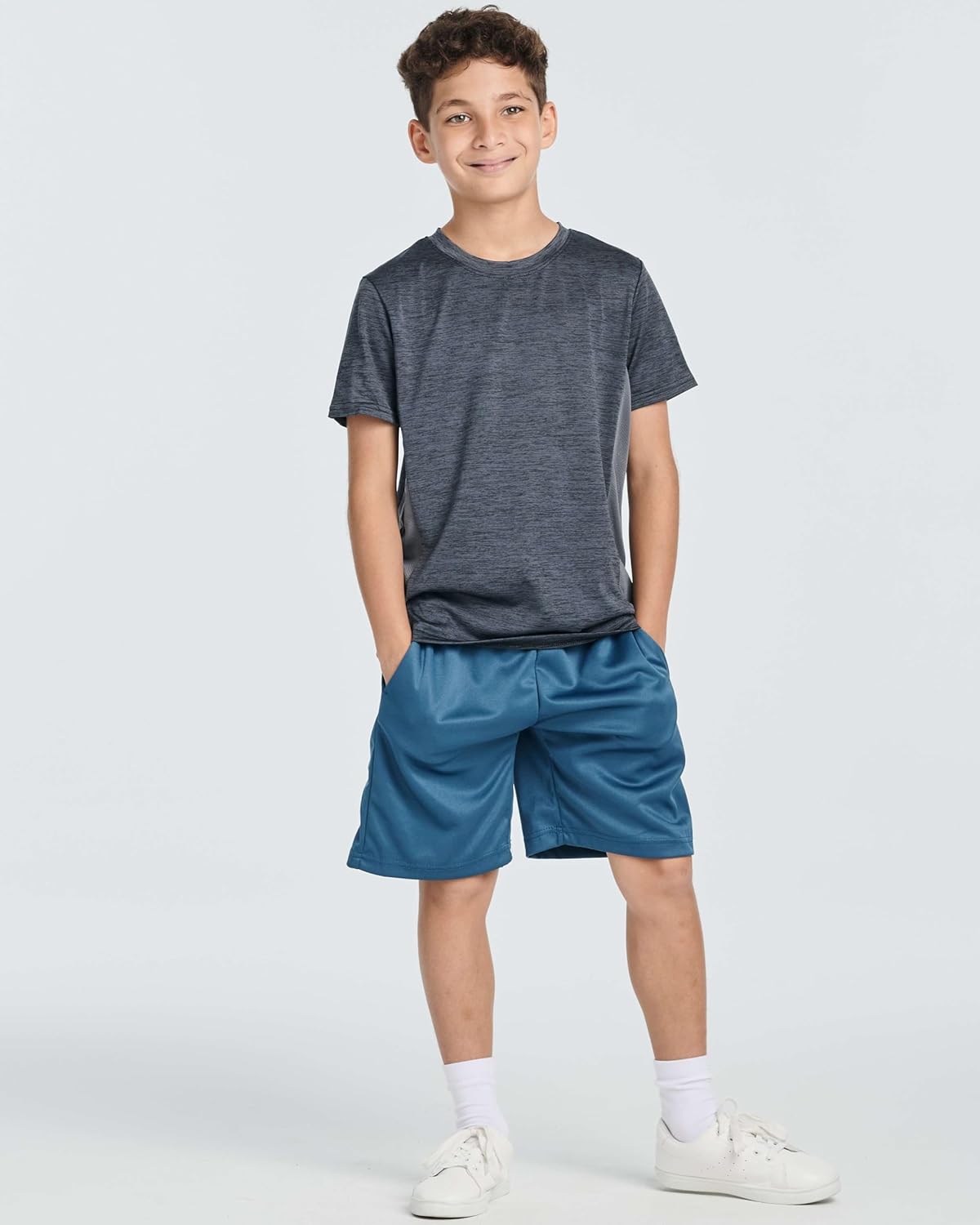 Real Essentials 5 Pack Boys Basketball Shorts with Pockets