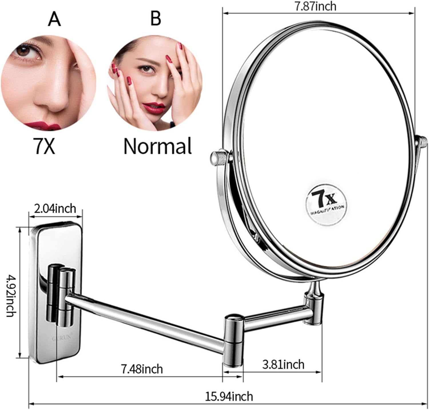 Double-Sided Makeup Mirror with 360-Degree Swivel