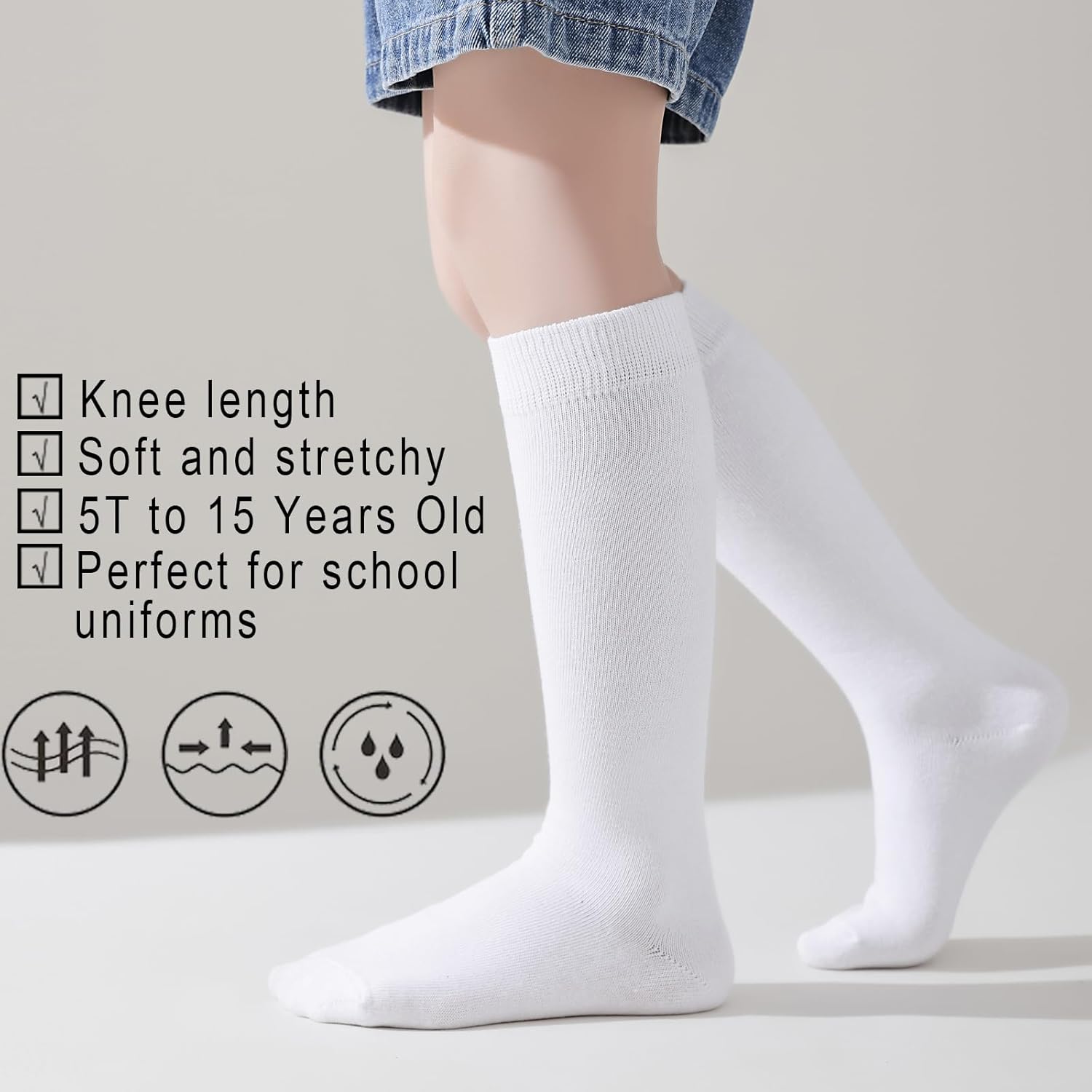 EPEIUS Kids Knee High Socks 5T-15 Years