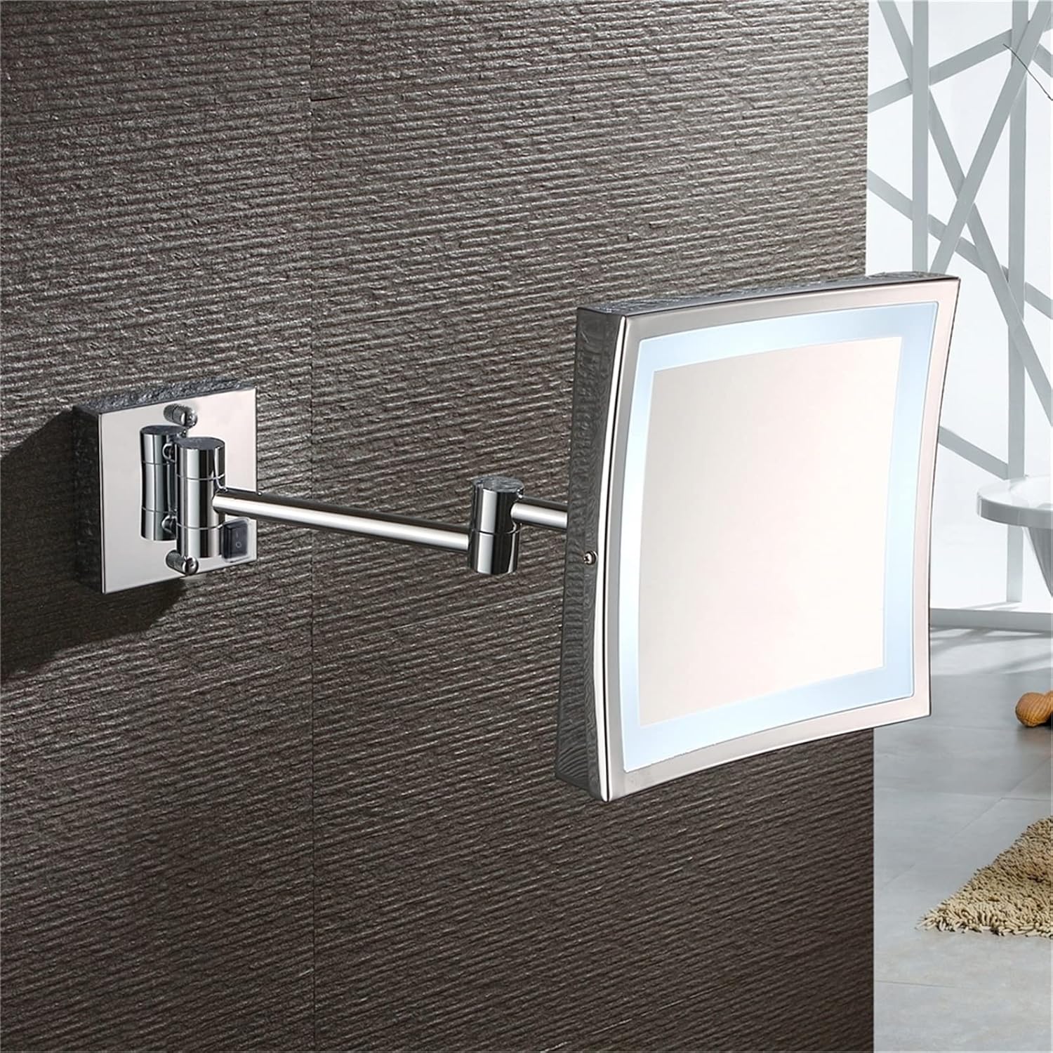 FUDGIO makeup mirror with lights 3x magnifying wall mount swivel LED compact