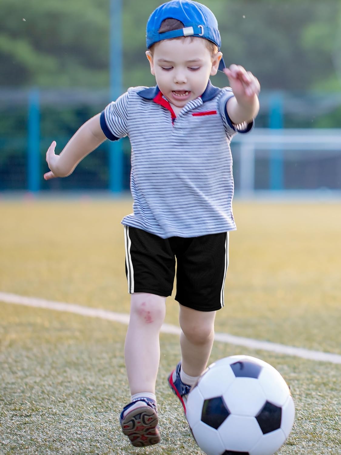 4-Piece Boys Mesh Active Shorts with Stripes