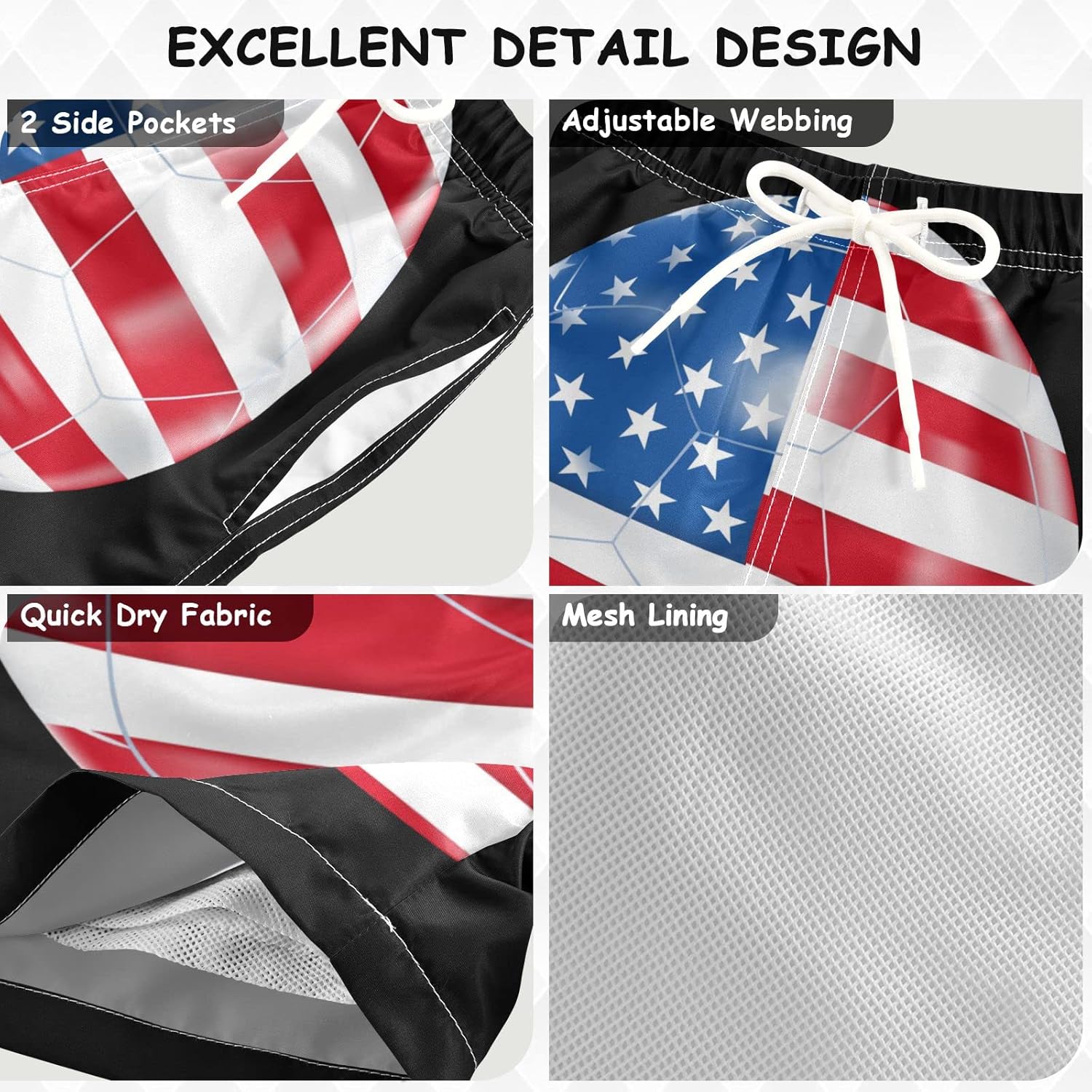 Summer Boys USA Flag Swim Trunks