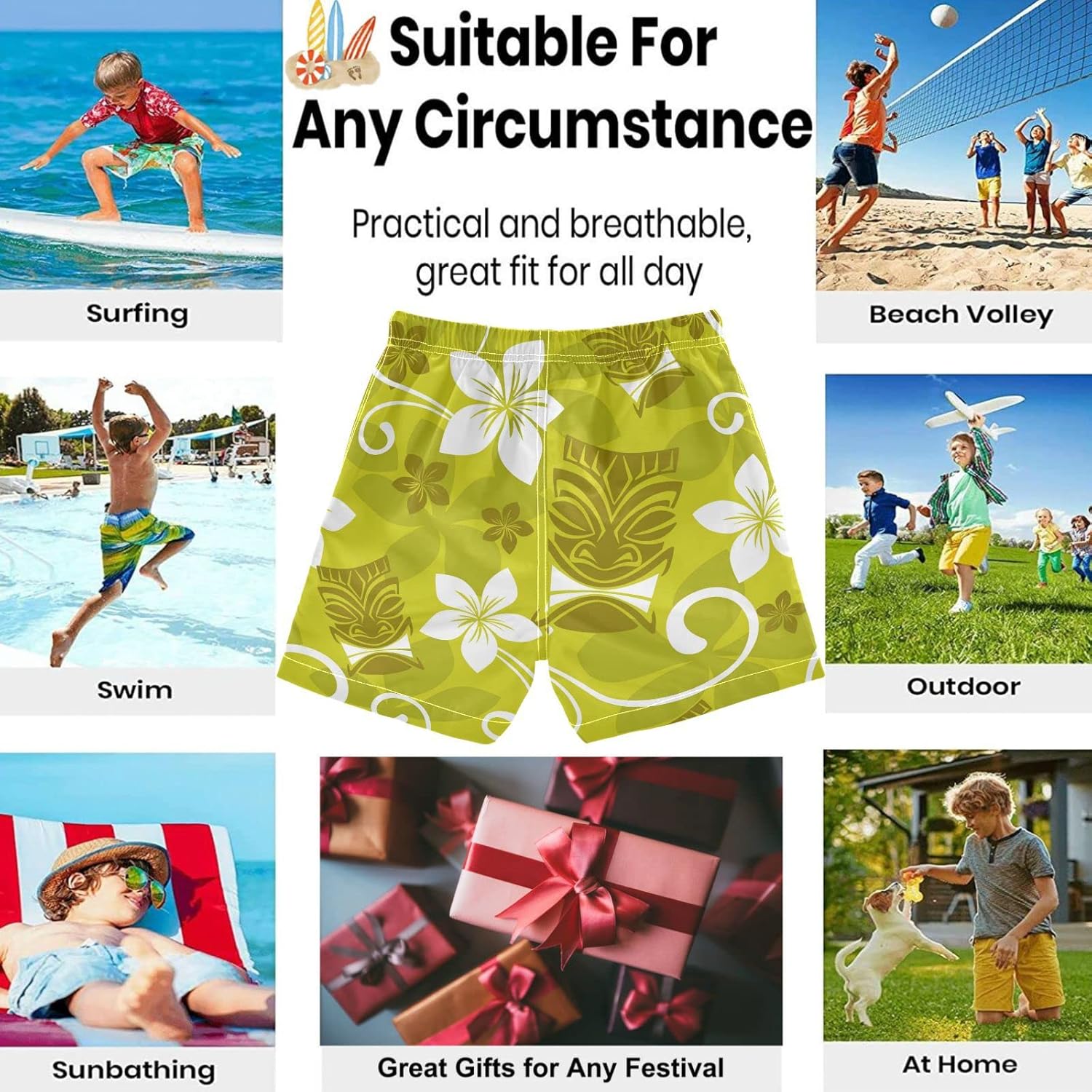 Visesunny Boys Surfers Swim Board Trunks Toddler Quick Dry Size