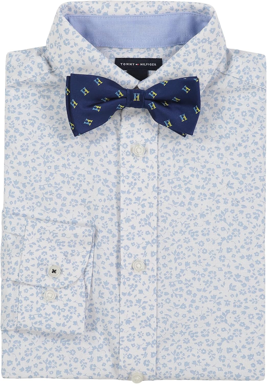 Tommy Hilfiger Boys Long Sleeve Dress Shirt With Bow Tie