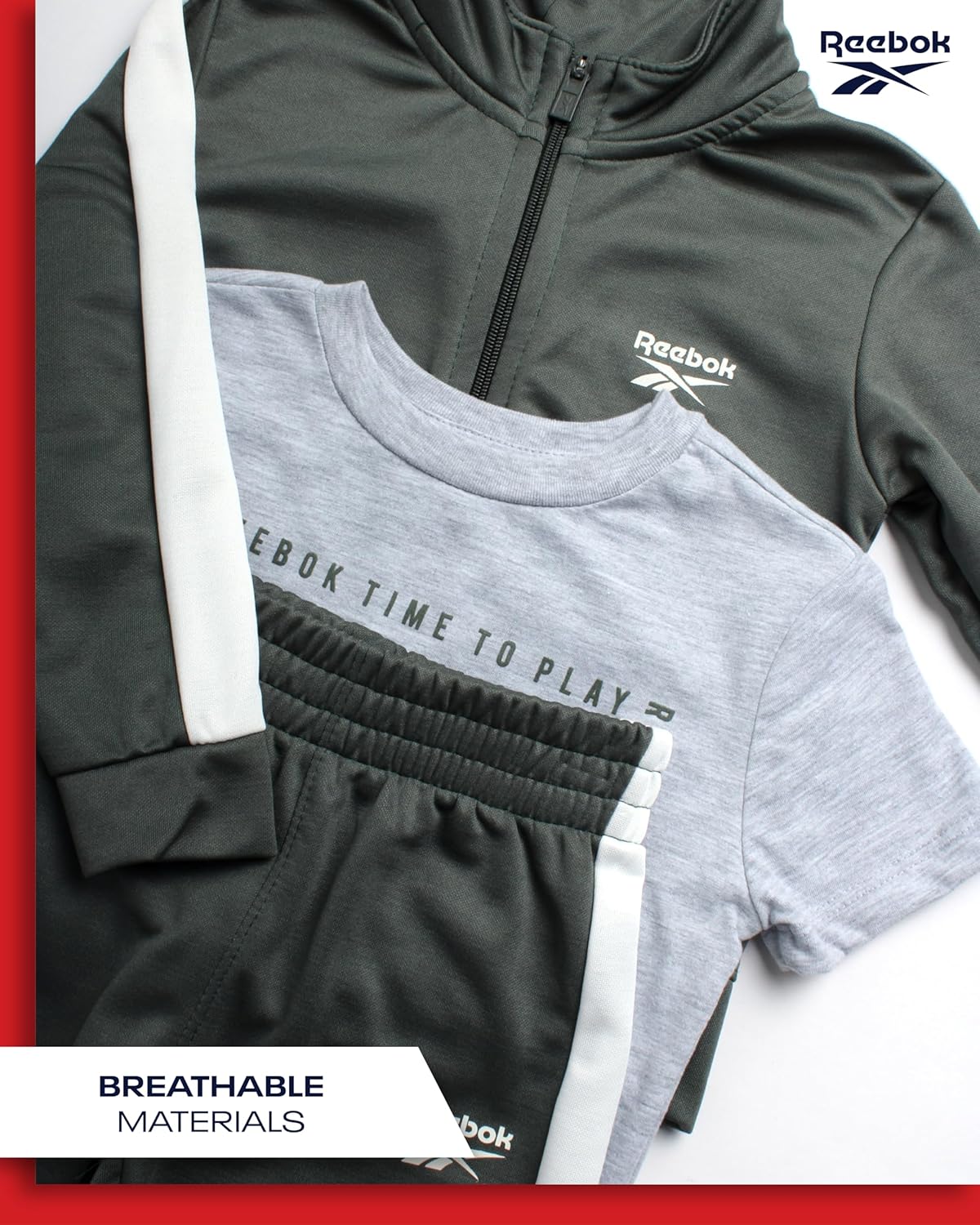 Reebok Boys Tracksuit Set - comfy athletic outfit for boys 12M-7