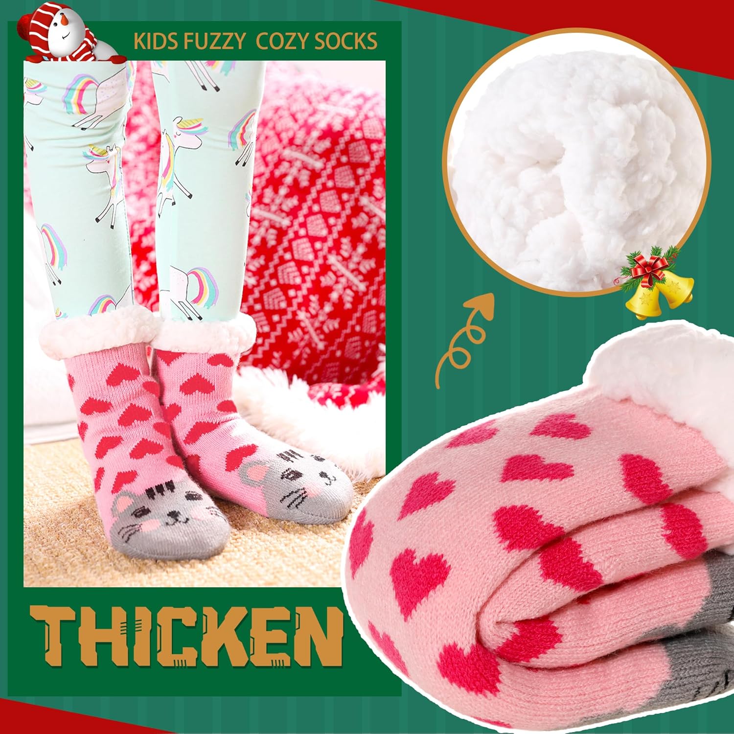 SeeyAN Warm Fuzzy Slipper Socks for Kids