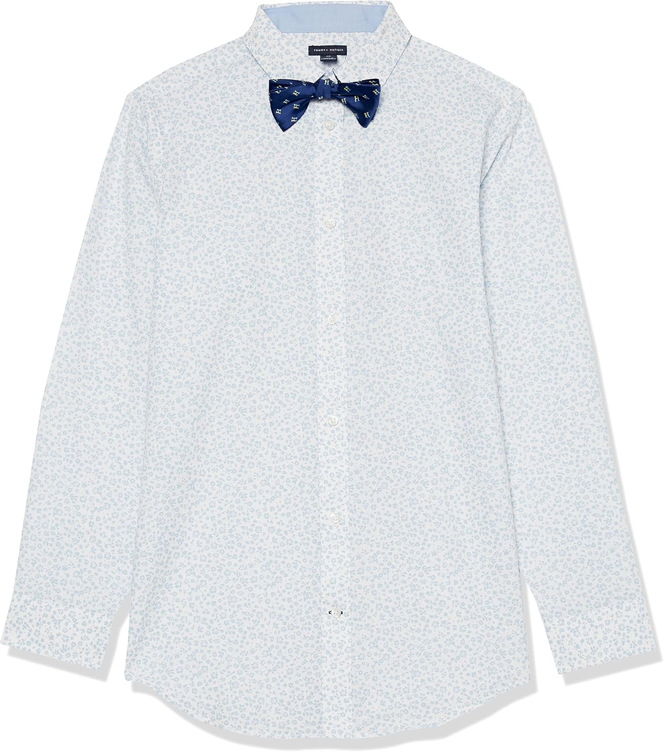 Tommy Hilfiger Boys Long Sleeve Dress Shirt With Bow Tie