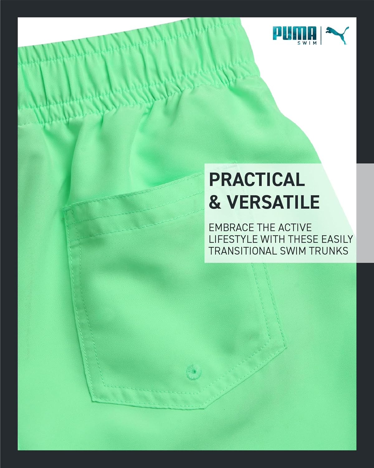 PUMA Boys Quick Dry Swim Trunks with Pockets and Mesh Lining