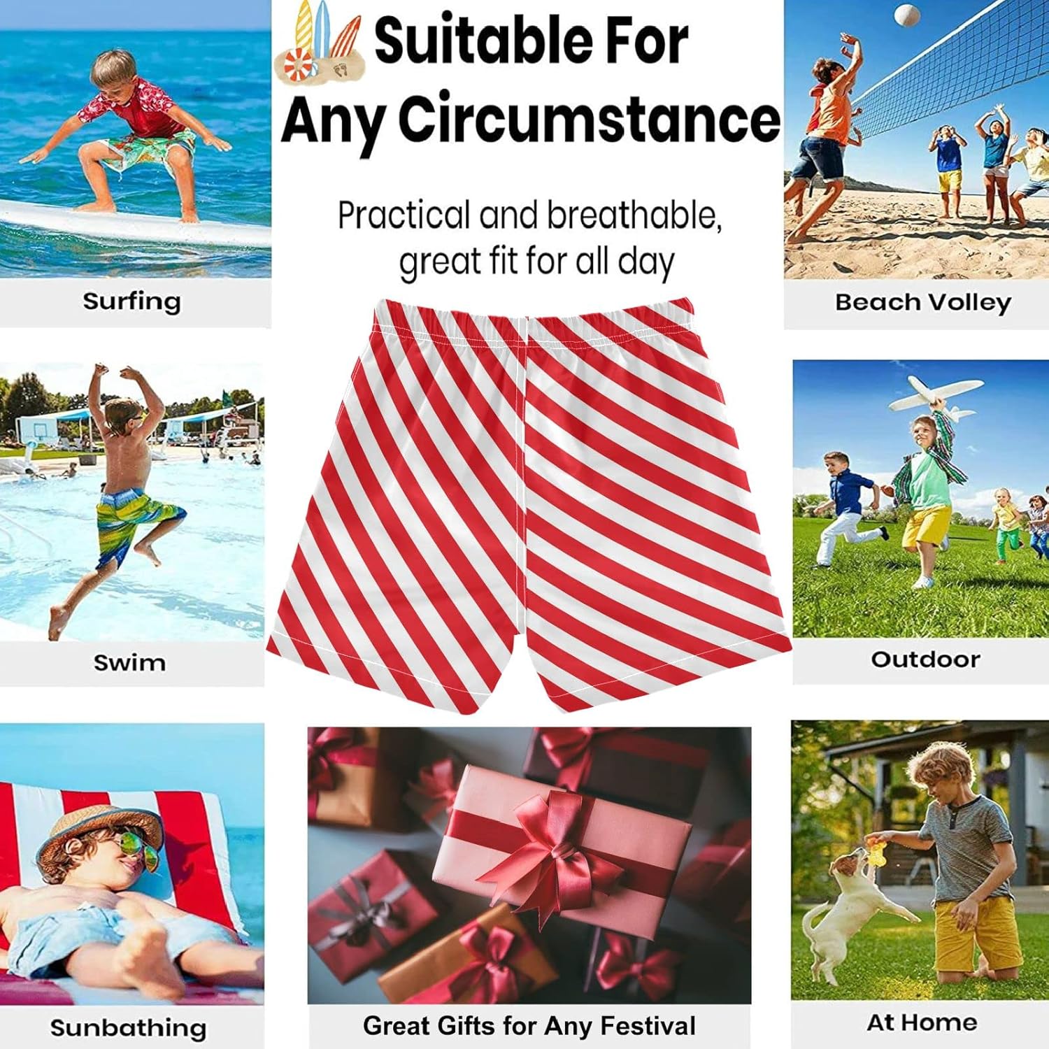 Stylish Comfortable UPF 50 Swim Trunks for Boys
