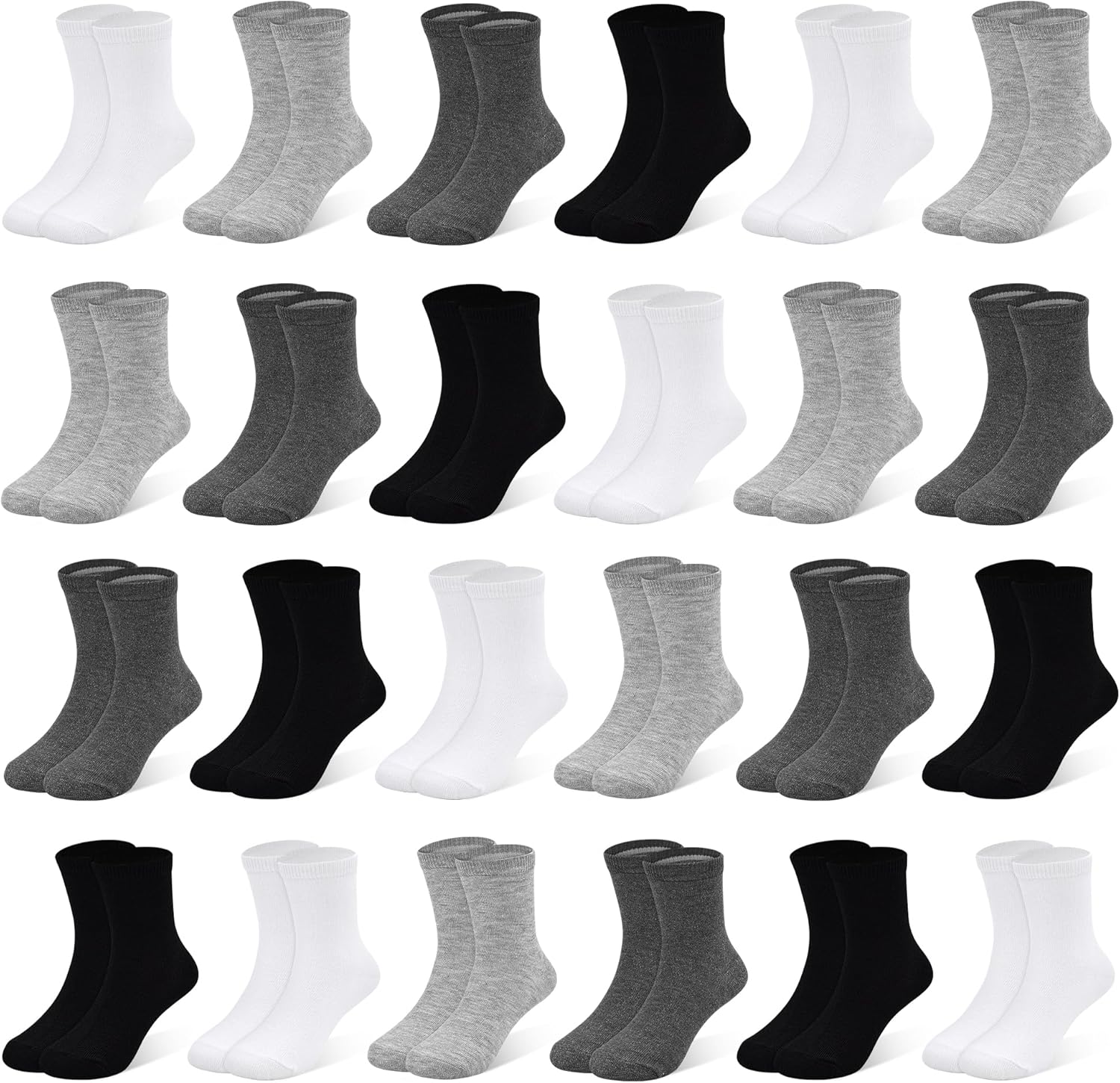 SPTRAMLE Toddler Socks 24 Pair Mid Calf Set
