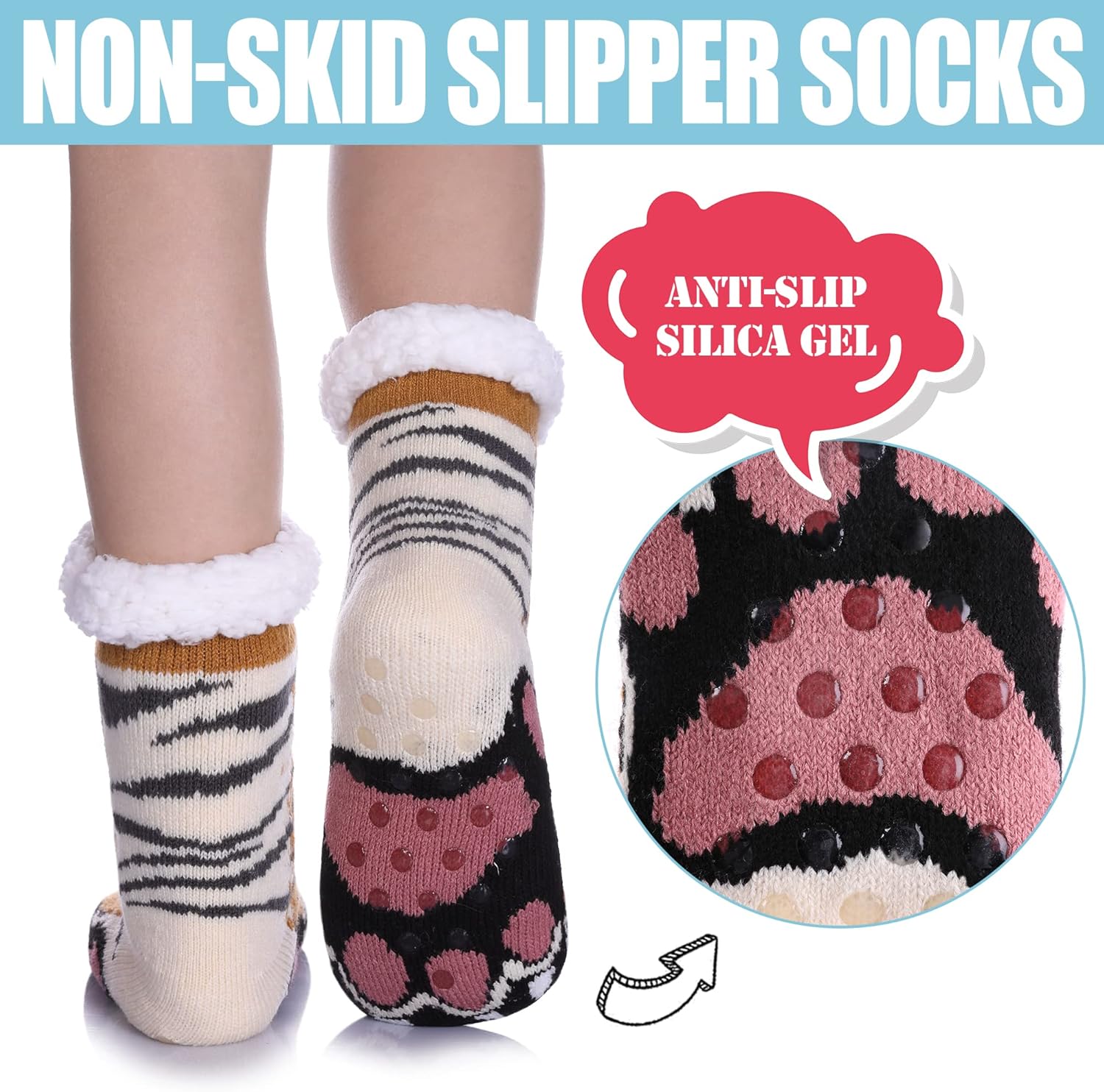 MQELONG Kids Fuzzy Socks Boys Girls Cozy Winter Slipper Socks