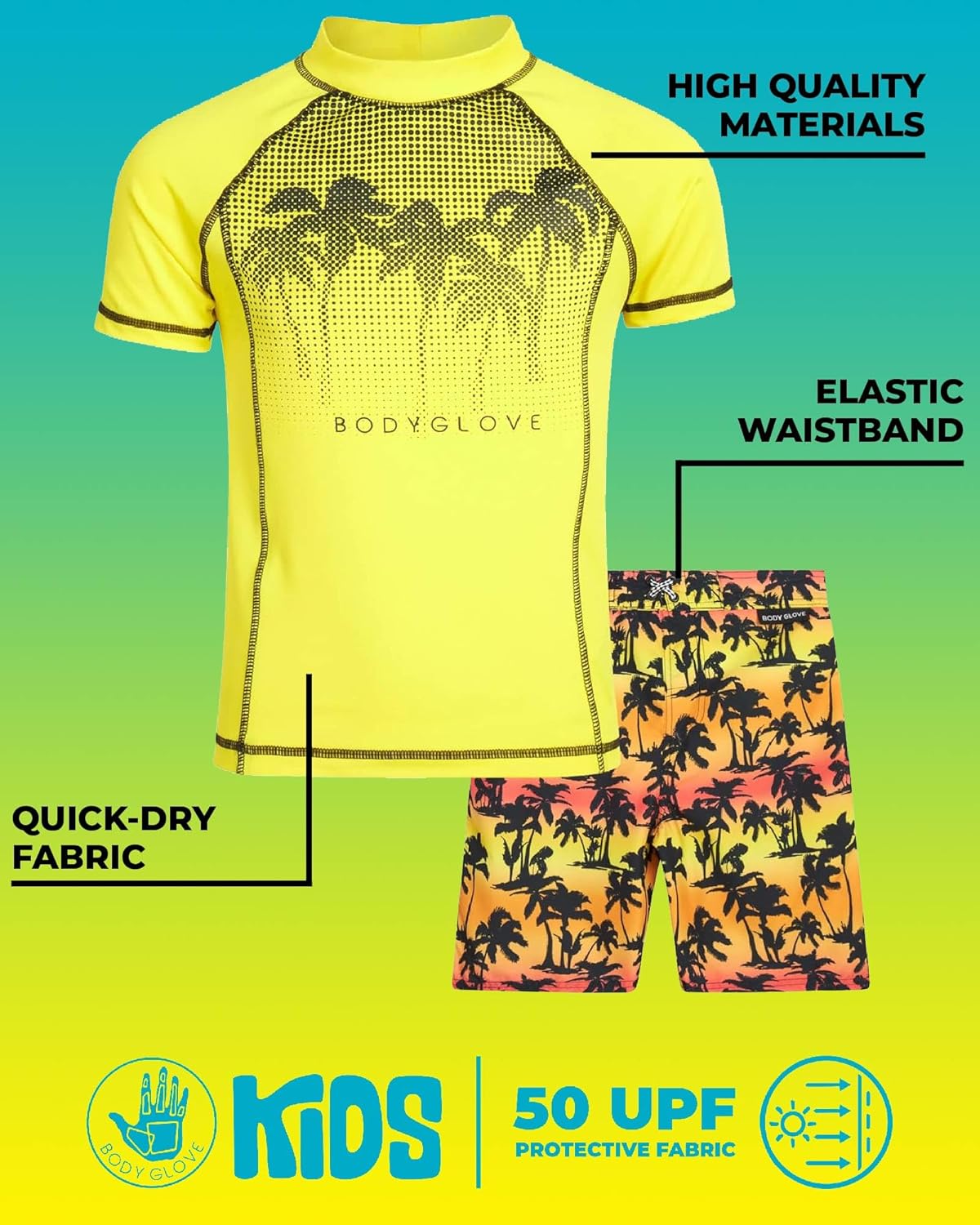 Body Glove Boys RashGuard Set UPF 50 Swim Protection