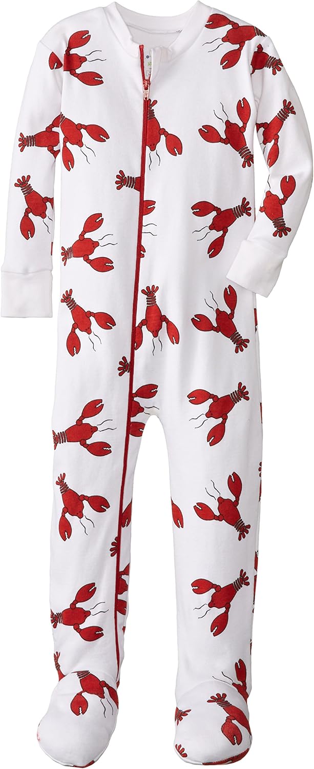 New Jammies Little Boys Front-Zip Footed Lobster Jumpsuit