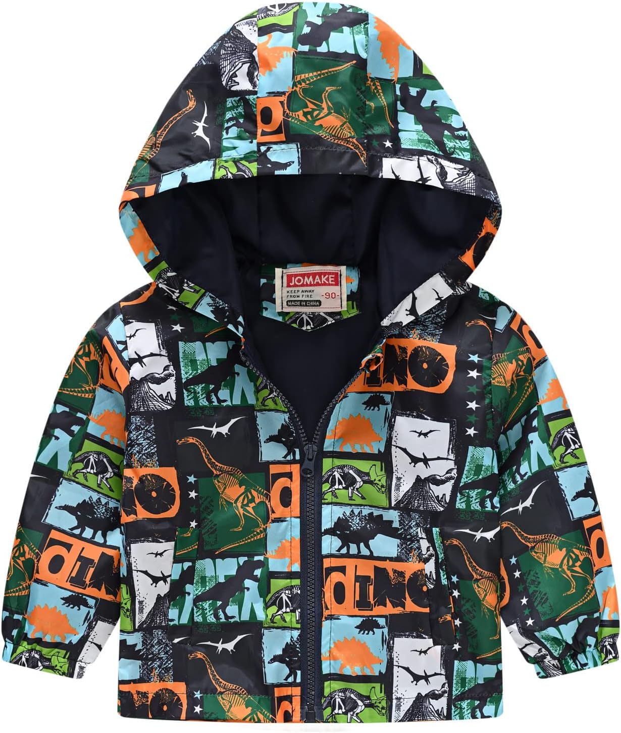 2023 Fall Dinosaur Print Zip Up Hooded Jacket for Toddler Boys Girls