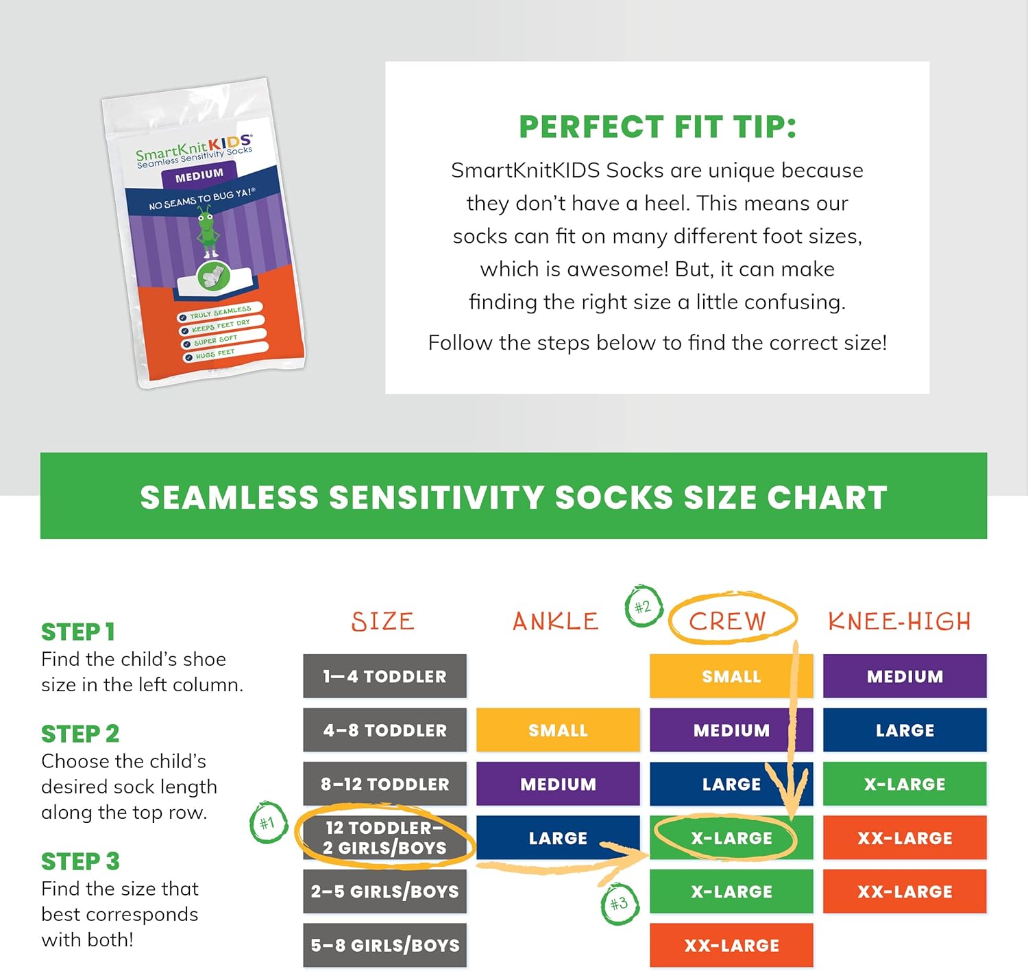 Sensory-Friendly Seamless Socks for Kids 3 Pack