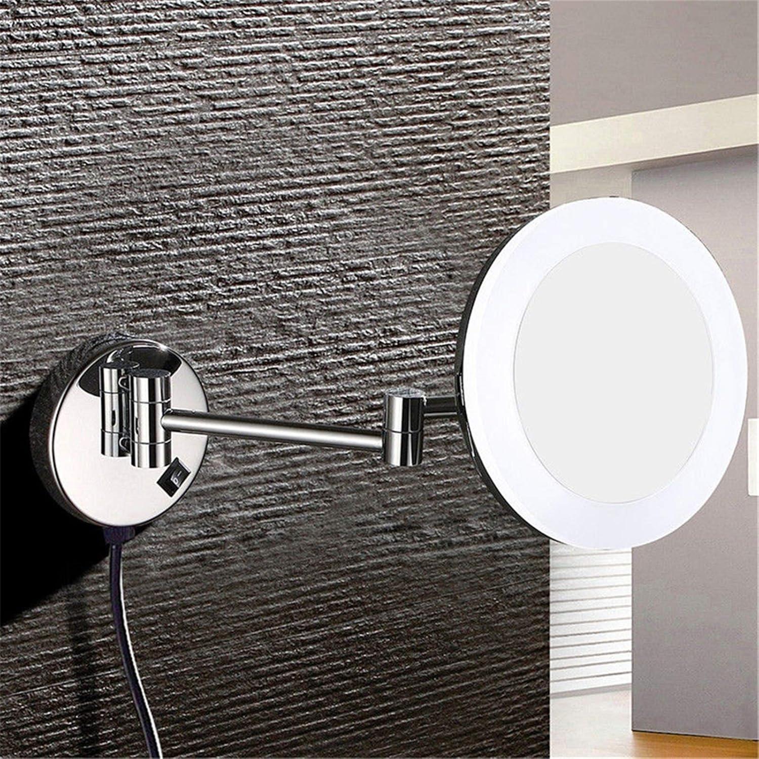 Precision-Made Dual-Purpose Makeup Shaving Mirror with LED Light Wall-Mounted
