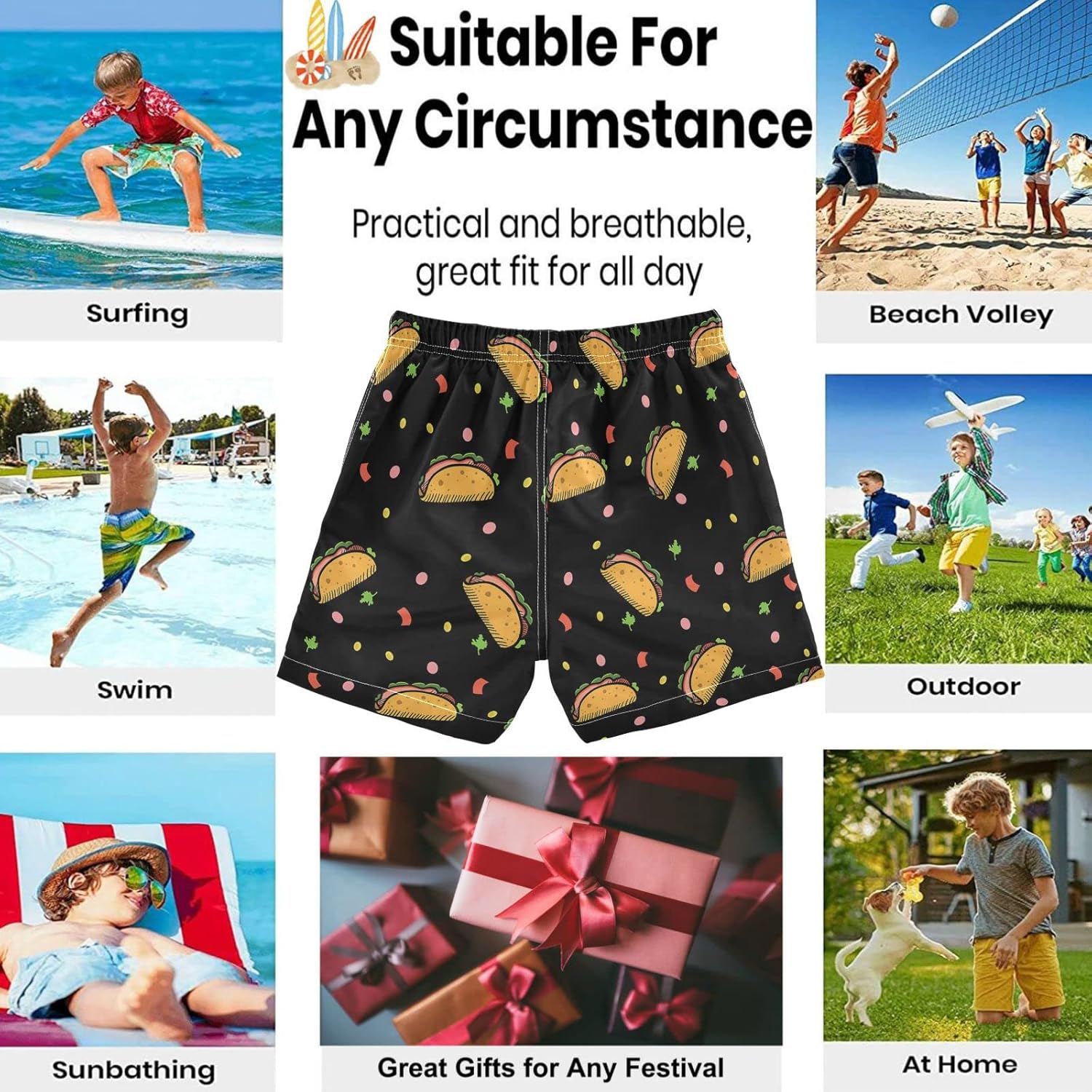 visesunny summer boys beach shorts