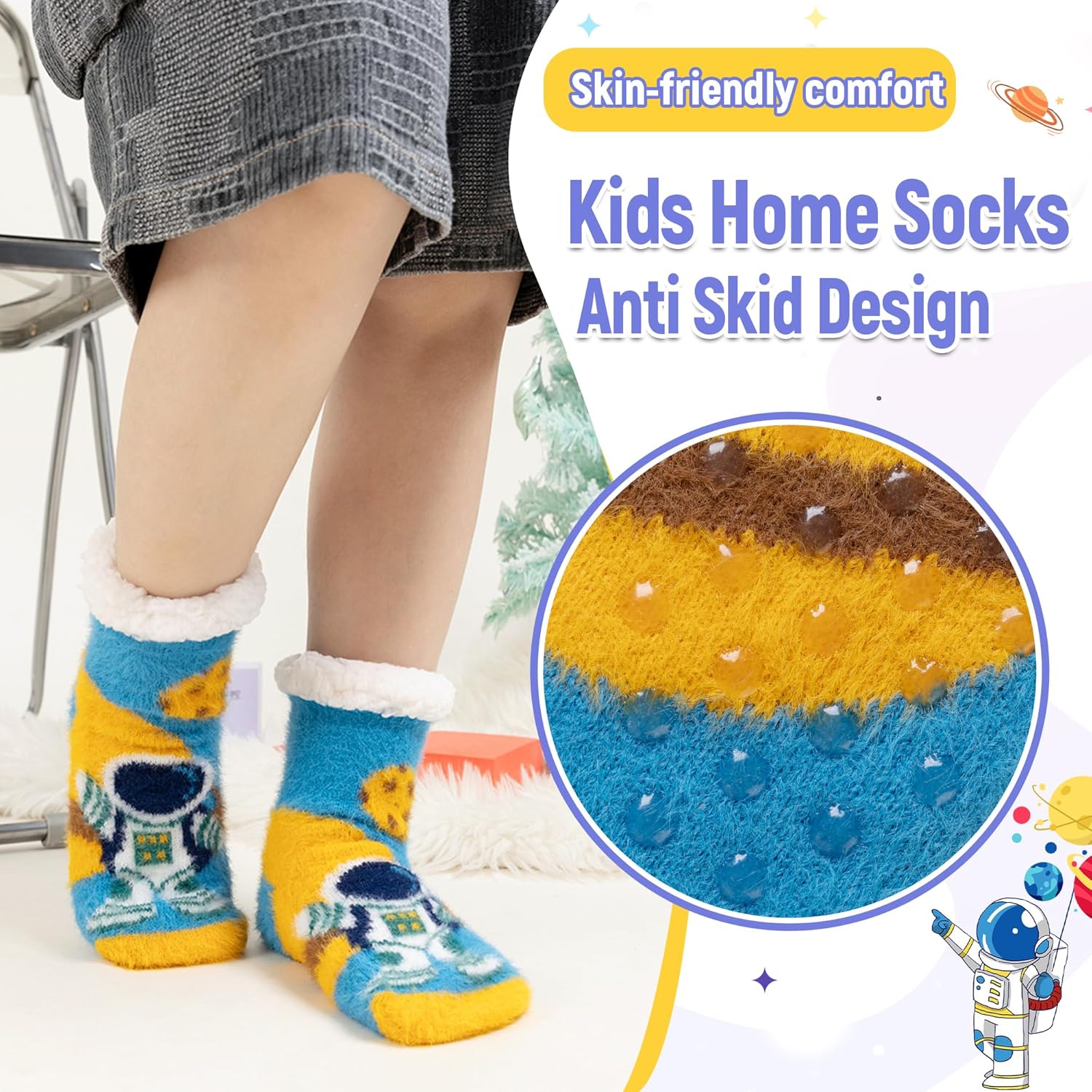 Kids Boys Fuzzy Slipper Socks Winter