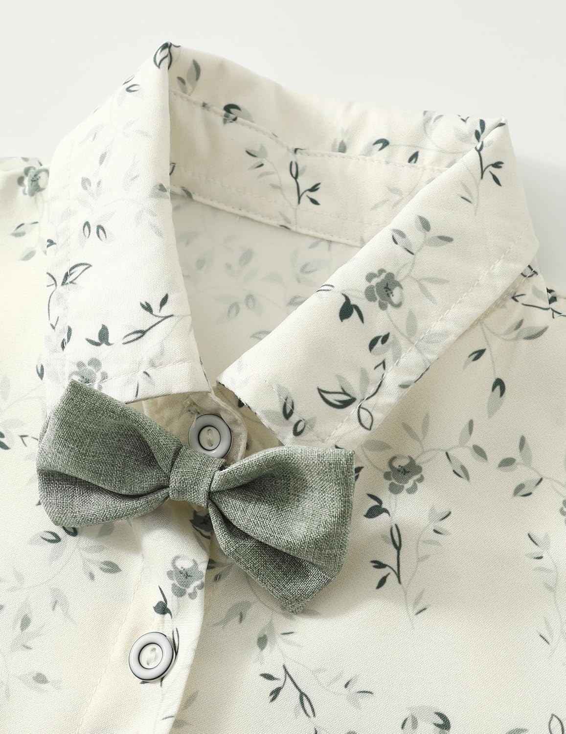 Little Boy Suit Dress Shirt with Bow Tie and Suspenders