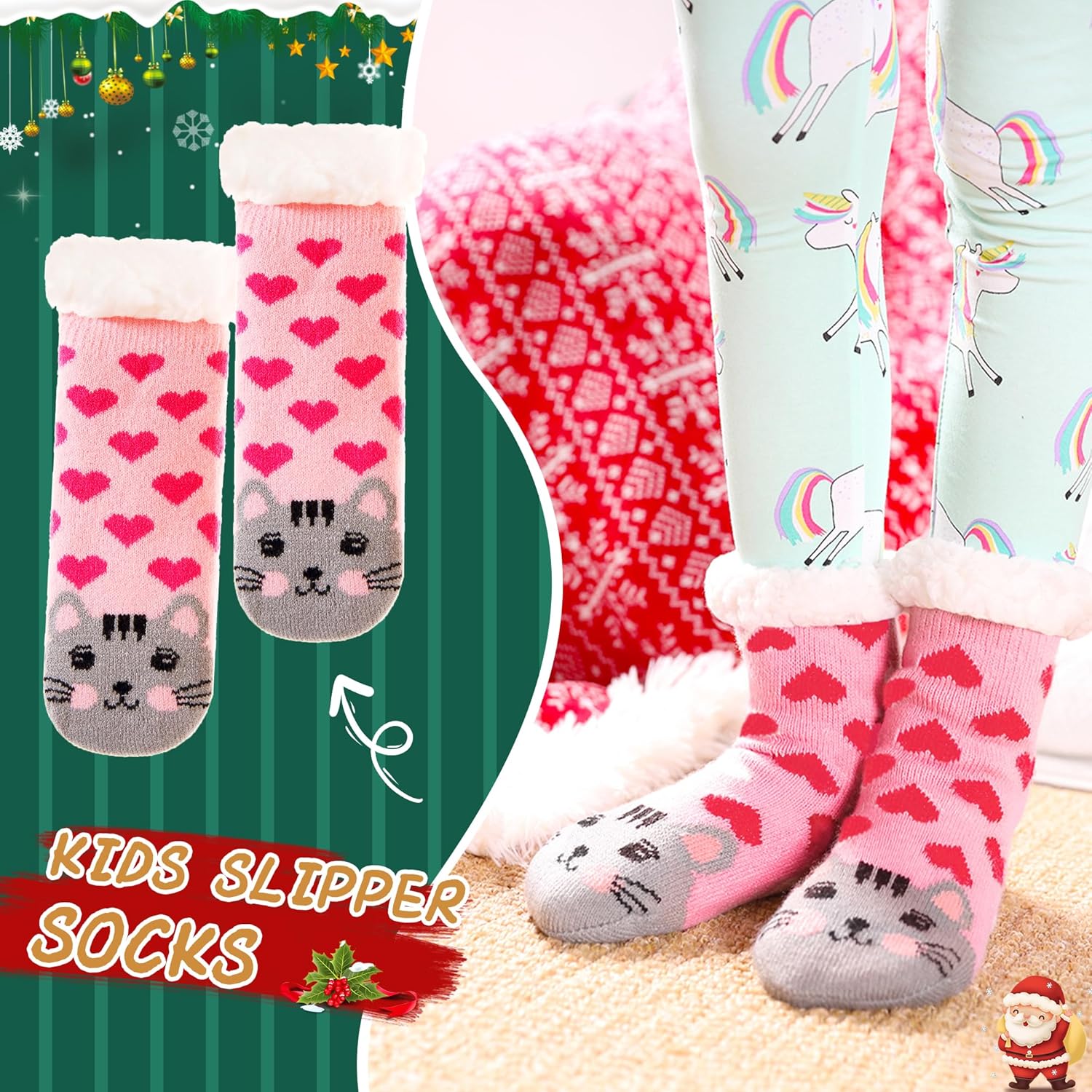 SeeyAN Warm Fuzzy Slipper Socks for Kids