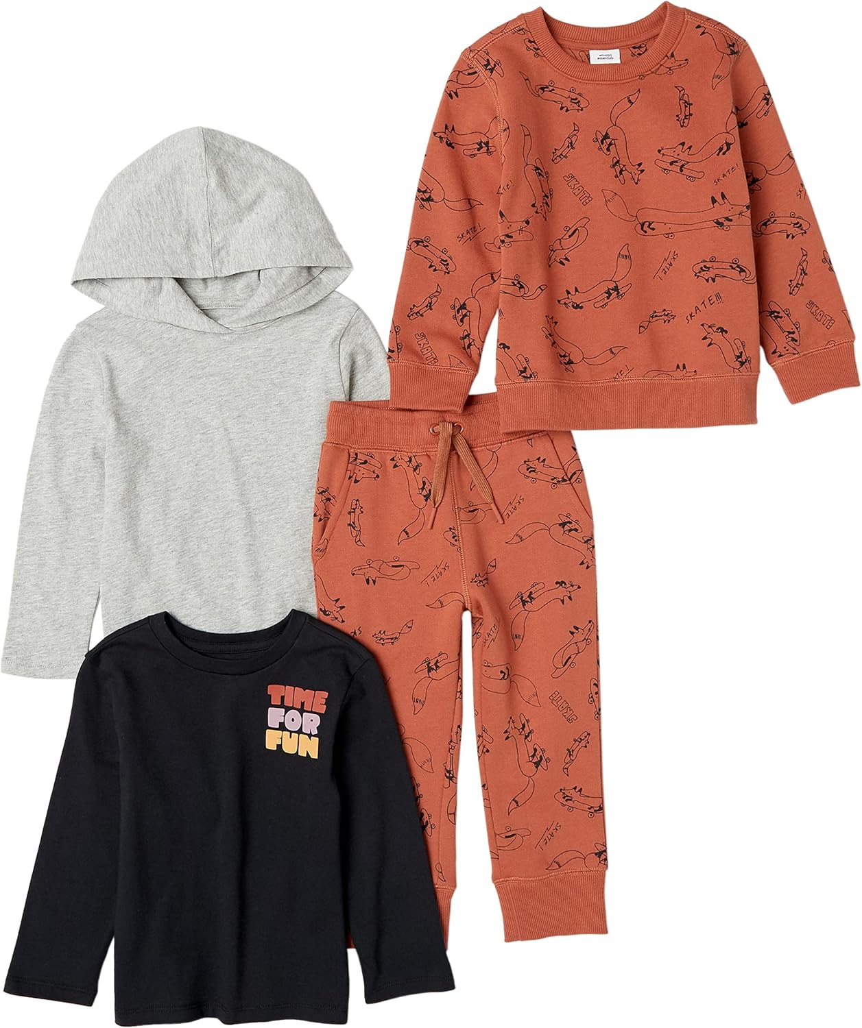 Amazon Essentials Boys and Toddlers Long-Sleeve Outfit Set Pack of 4