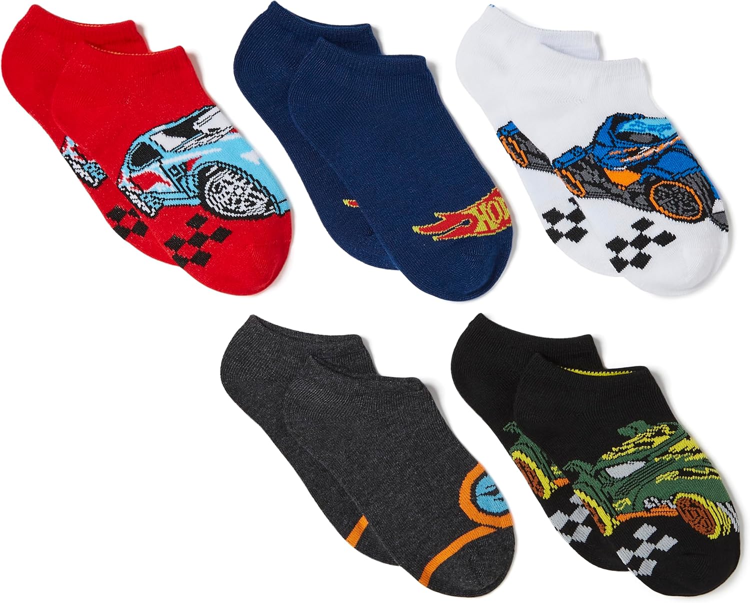 Hot Wheels Boys Race Car Socks 5-Pack