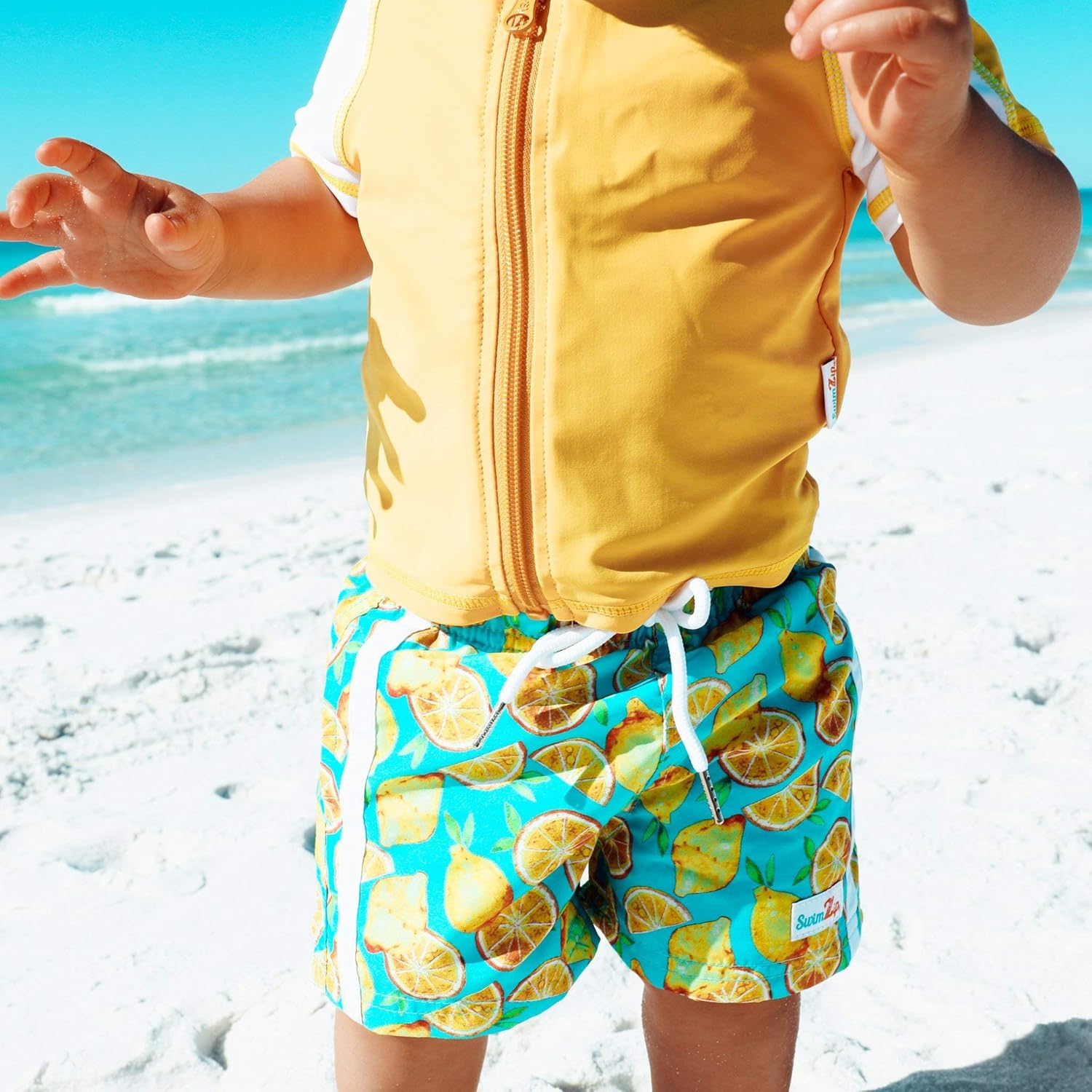 SwimZip Boys Rash Guard Swim Shorts Set - UPF 50 Sun Protection