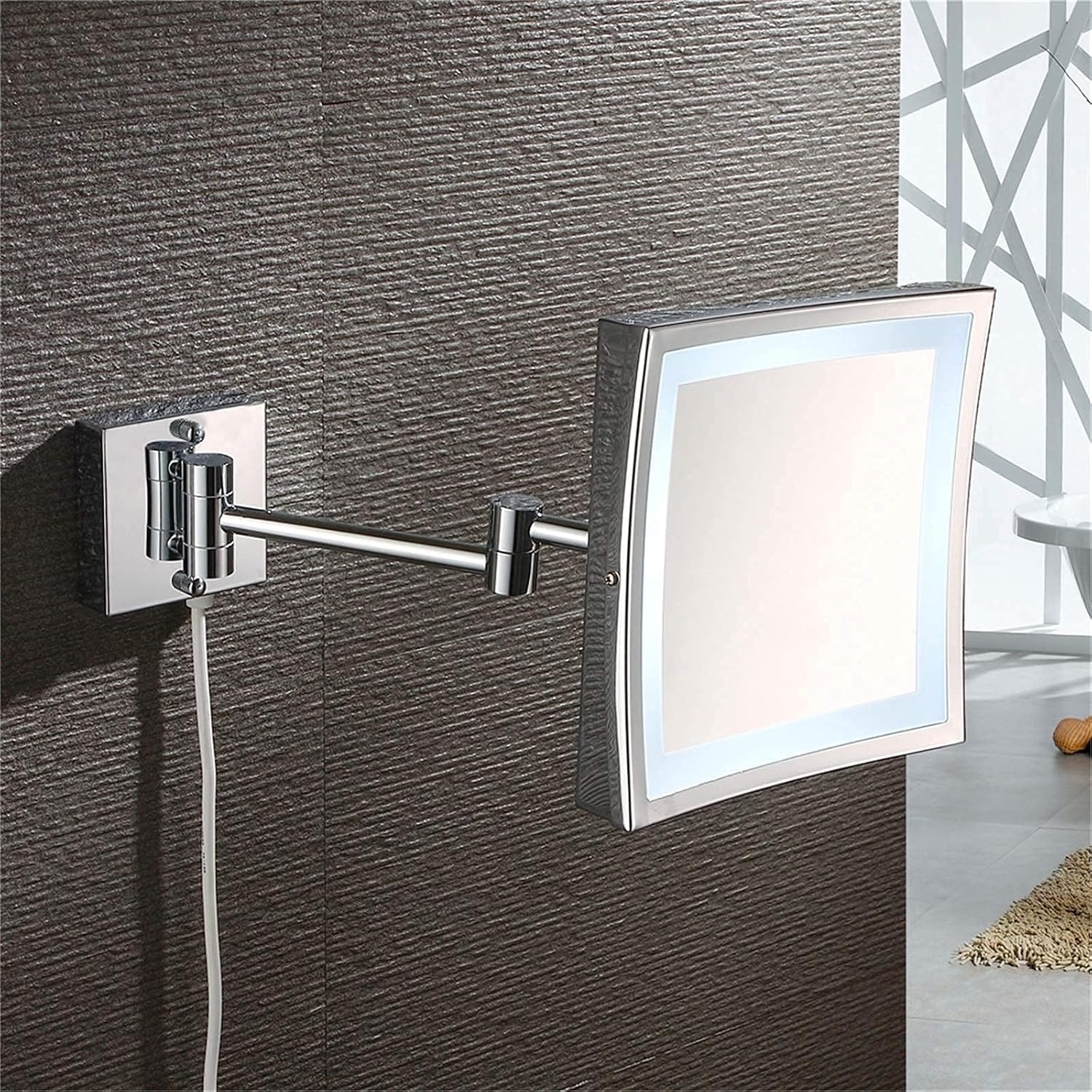 DEIHGE 8-inch LED Magnifying Mirror Wall-Mounted 360 Rotation Shaving Makeup