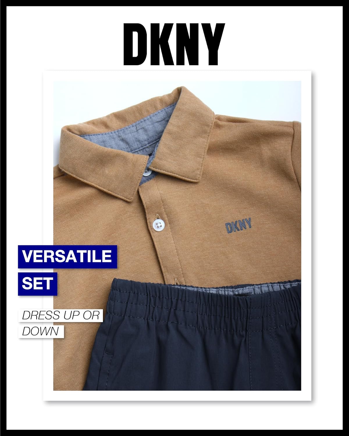 DKNY Boys 2 Piece Summer Set - Shirt and Tech Pants