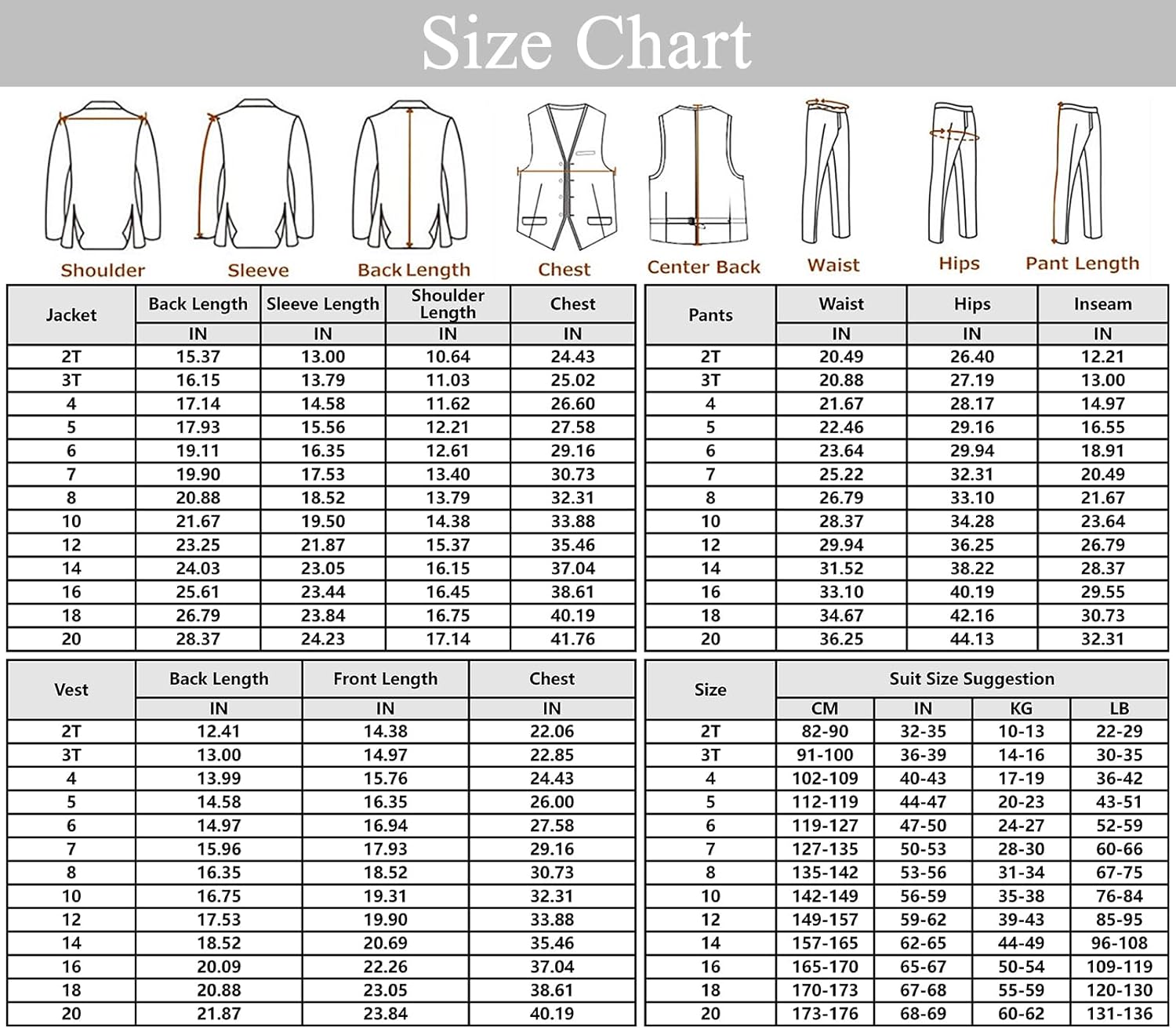 DOISPON Boys Slim Fit 4-Piece Formal Suit Set for Kids