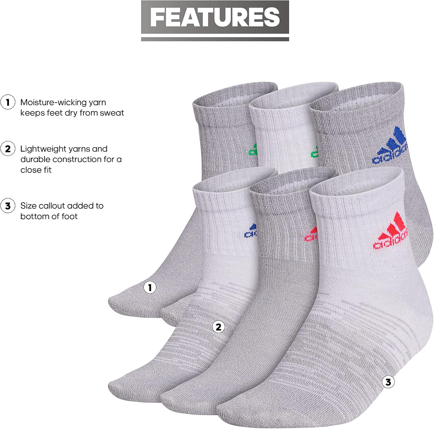 Experience Unparalleled Comfort With Adidas Kids-BoysGirls Superlite Quarter Socks 6-Pair