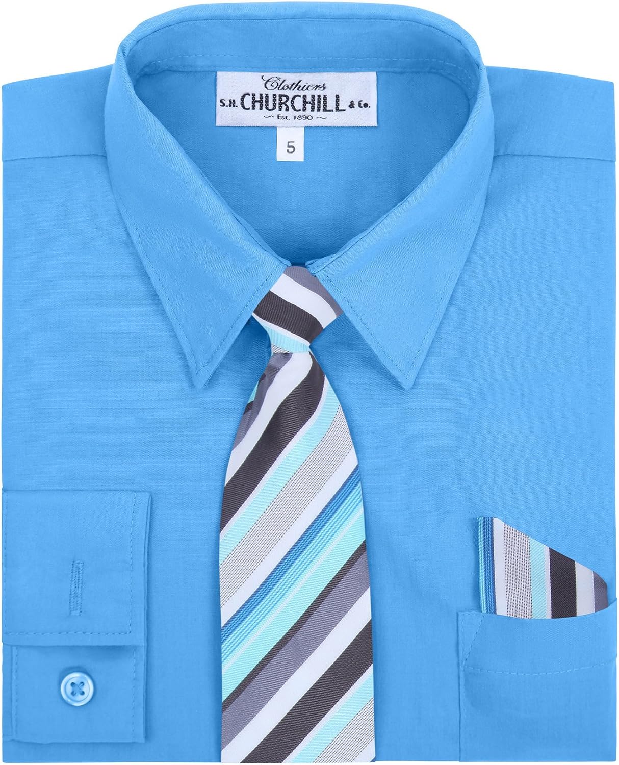S H Churchill Co Boys 4 Piece Dress Shirt Set