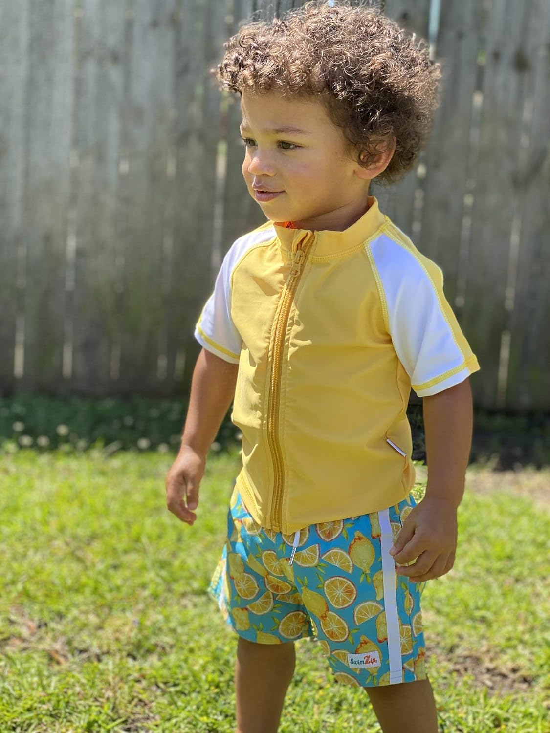 SwimZip Boys Rash Guard Swim Shorts Set - UPF 50 Sun Protection
