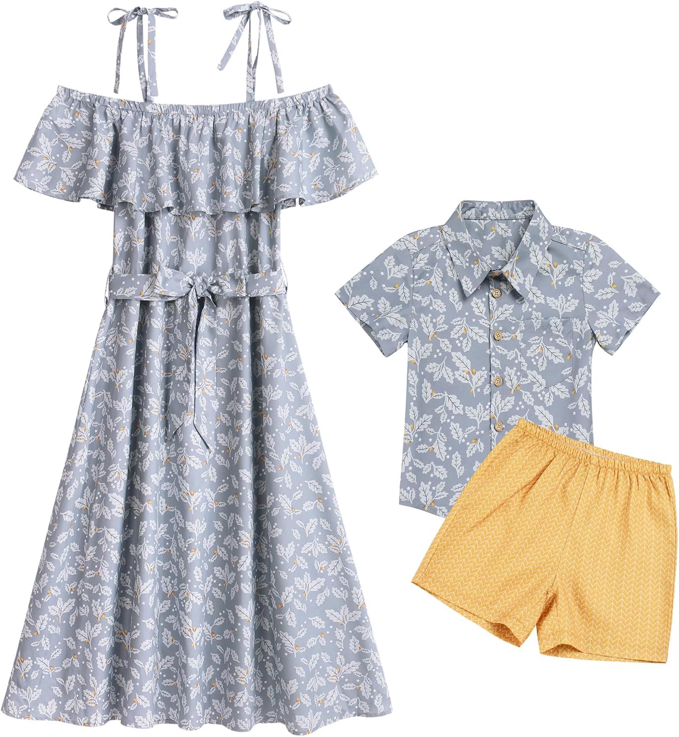 Floral Polka Dot Mom Son Matching Outfits