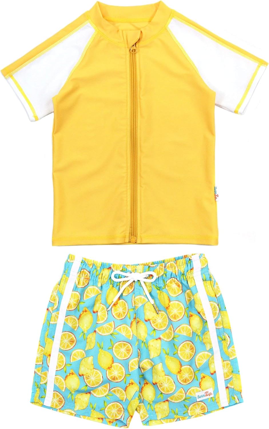 SwimZip Boys Rash Guard Swim Shorts Set - UPF 50 Sun Protection