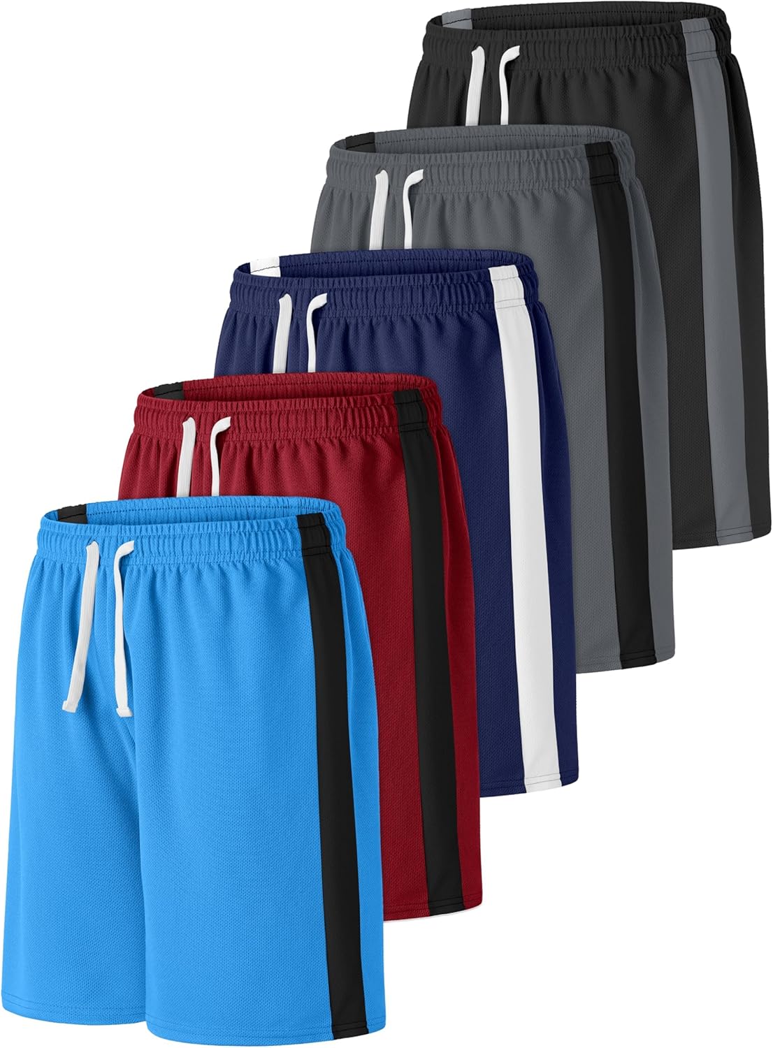 Resinta 5 Pack Boys Basketball Shorts Quick Dry Elastic Waist