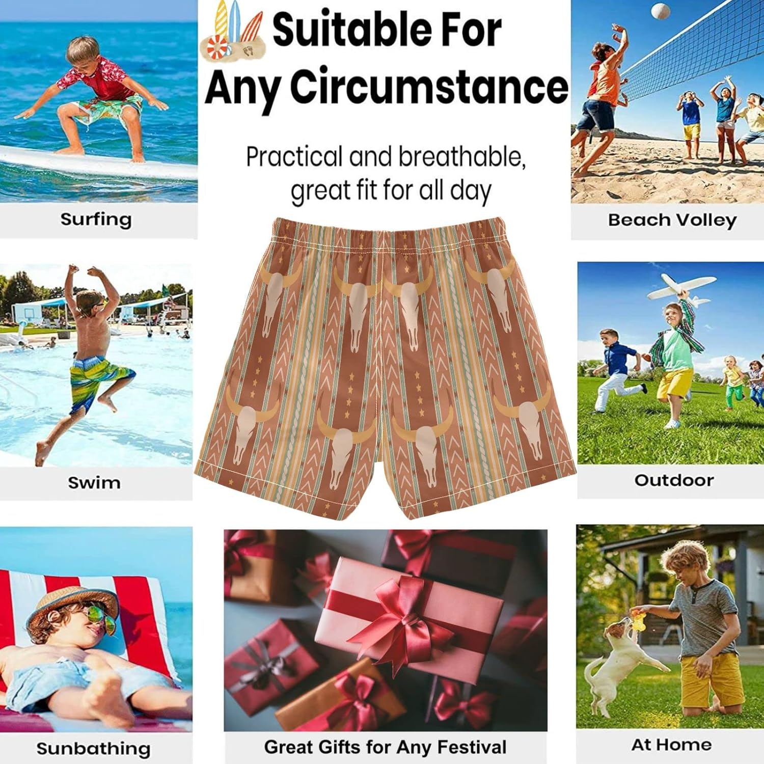 visesunny Funny Boys Swim Trunks Quick Dry Kids Bathing Suits Toddler Boy Swimsuit