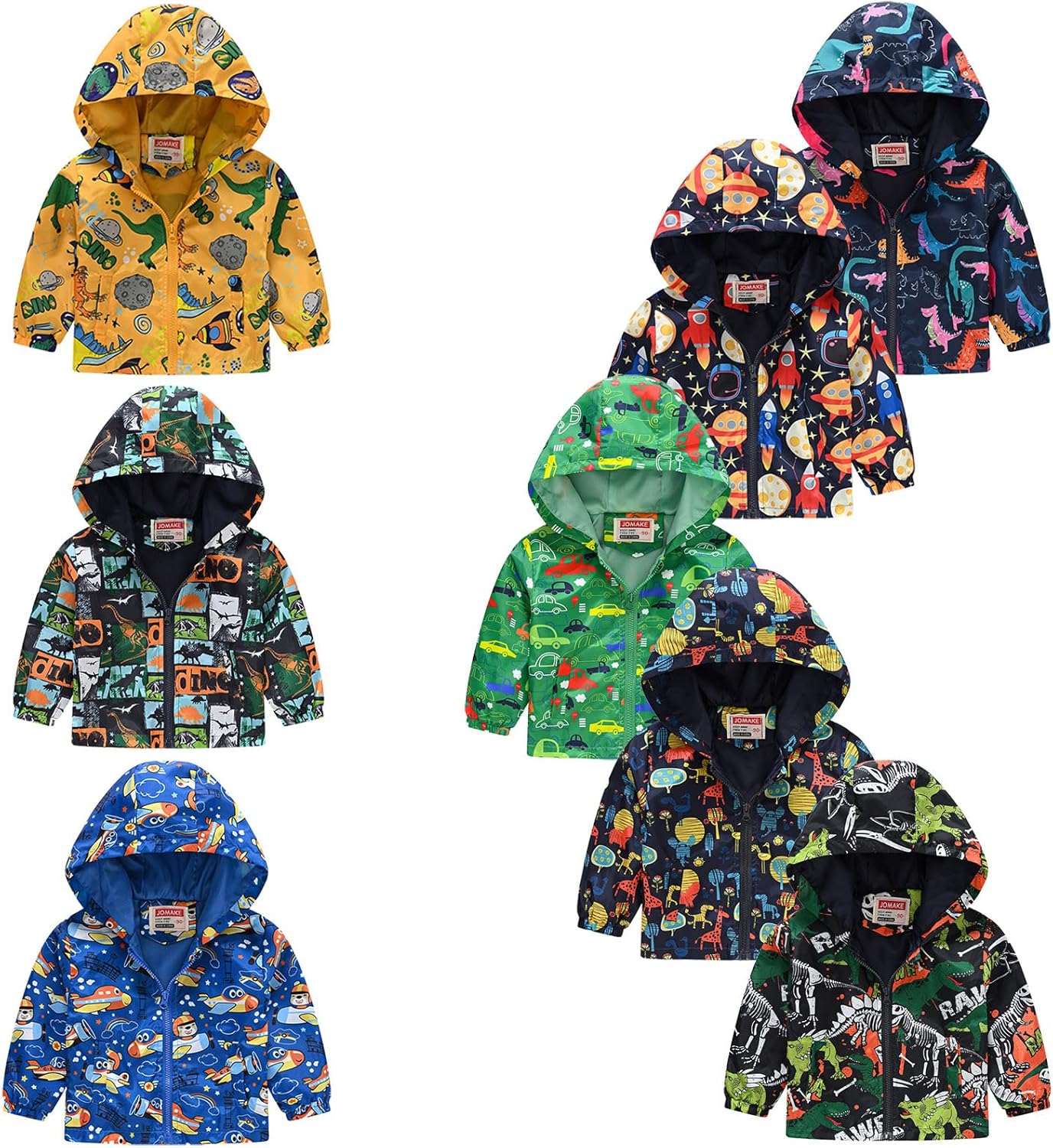 2023 Fall Dinosaur Print Zip Up Hooded Jacket for Toddler Boys Girls