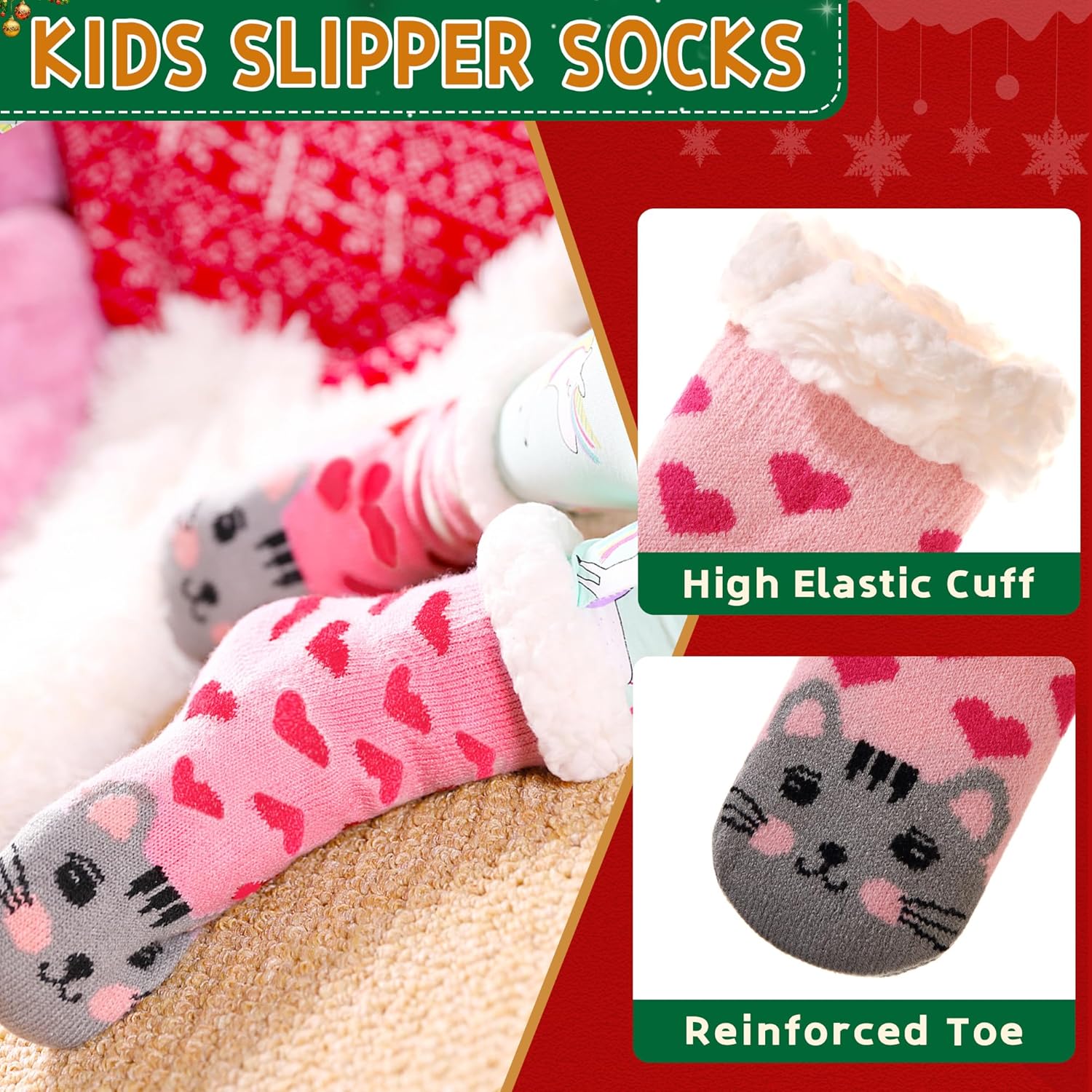 SeeyAN Warm Fuzzy Slipper Socks for Kids